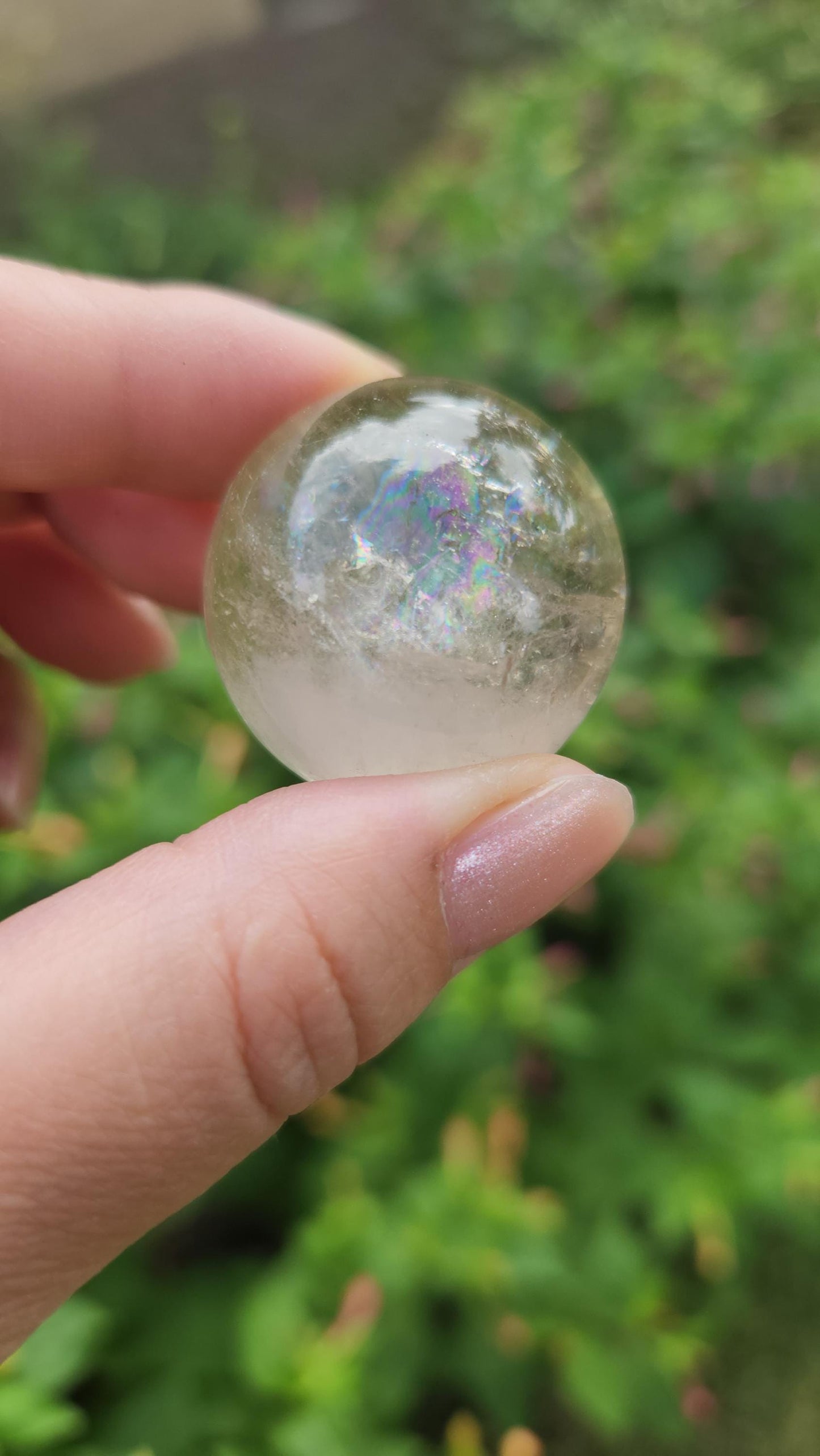 Gorgeous natural light honey citrine sphere from Brazil with rainbows, genuine, untreated 37CS