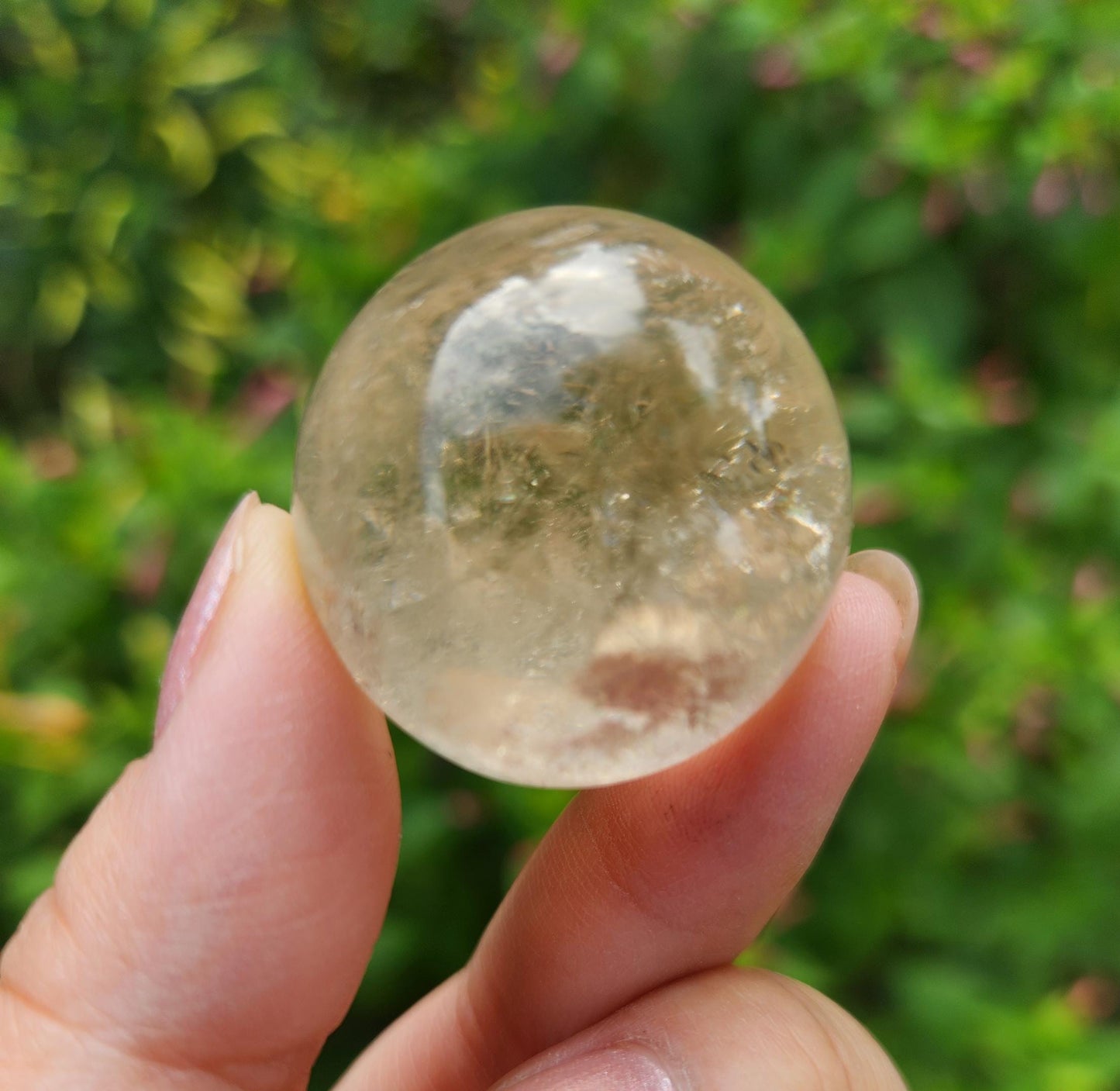 Gorgeous natural light honey citrine sphere from Brazil with rainbows, genuine, untreated 37CS