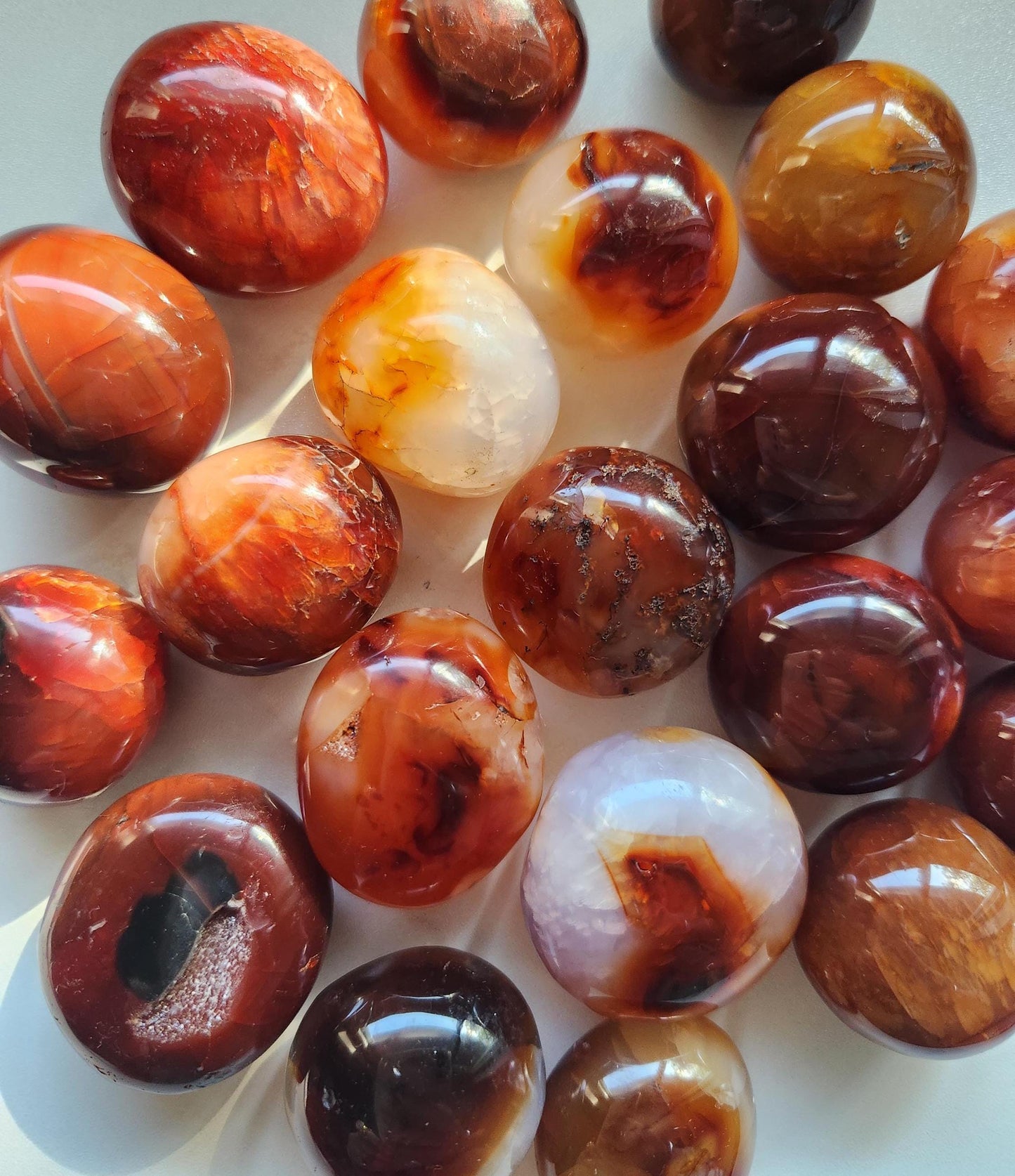 Beautiful carnelian palms, small palm stones