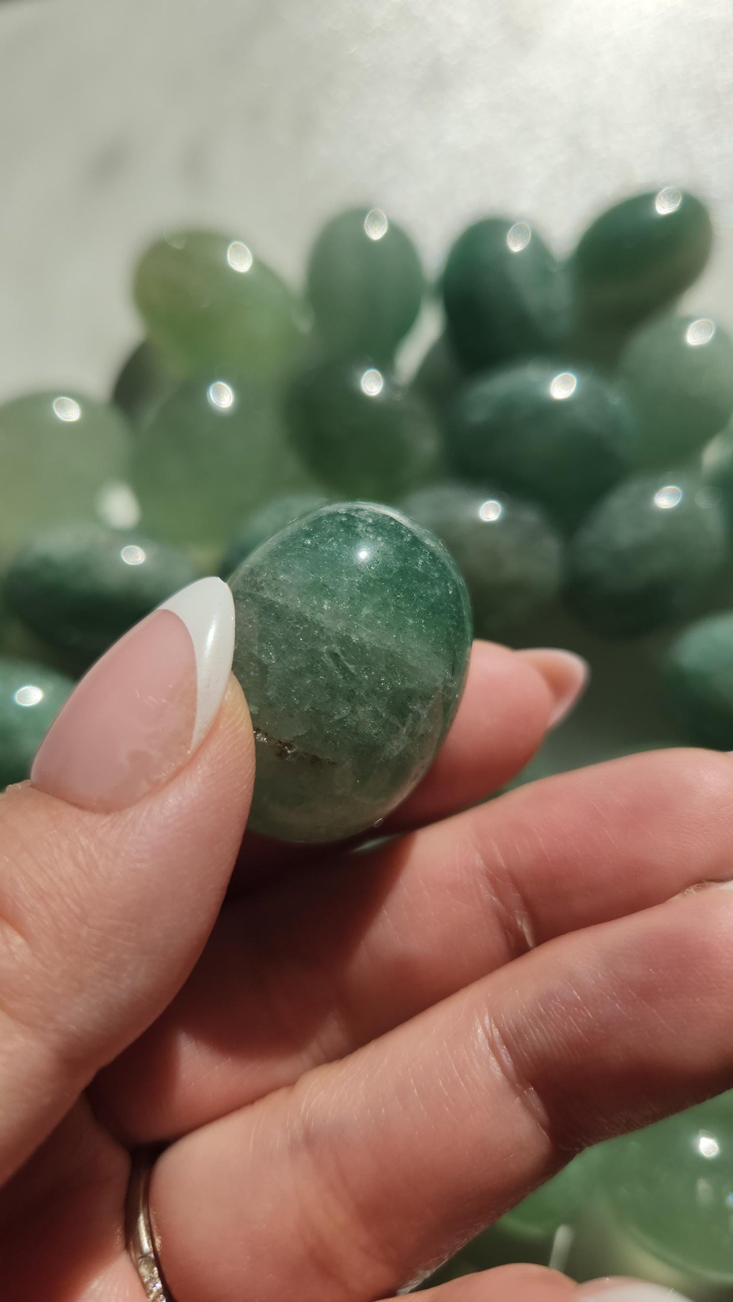 Sparkly green strawberry tumbles