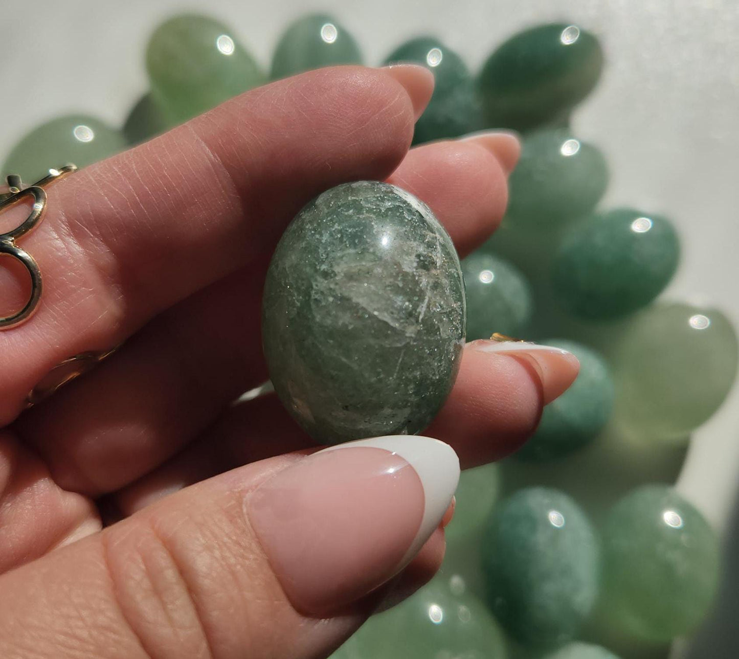 Sparkly green strawberry tumbles