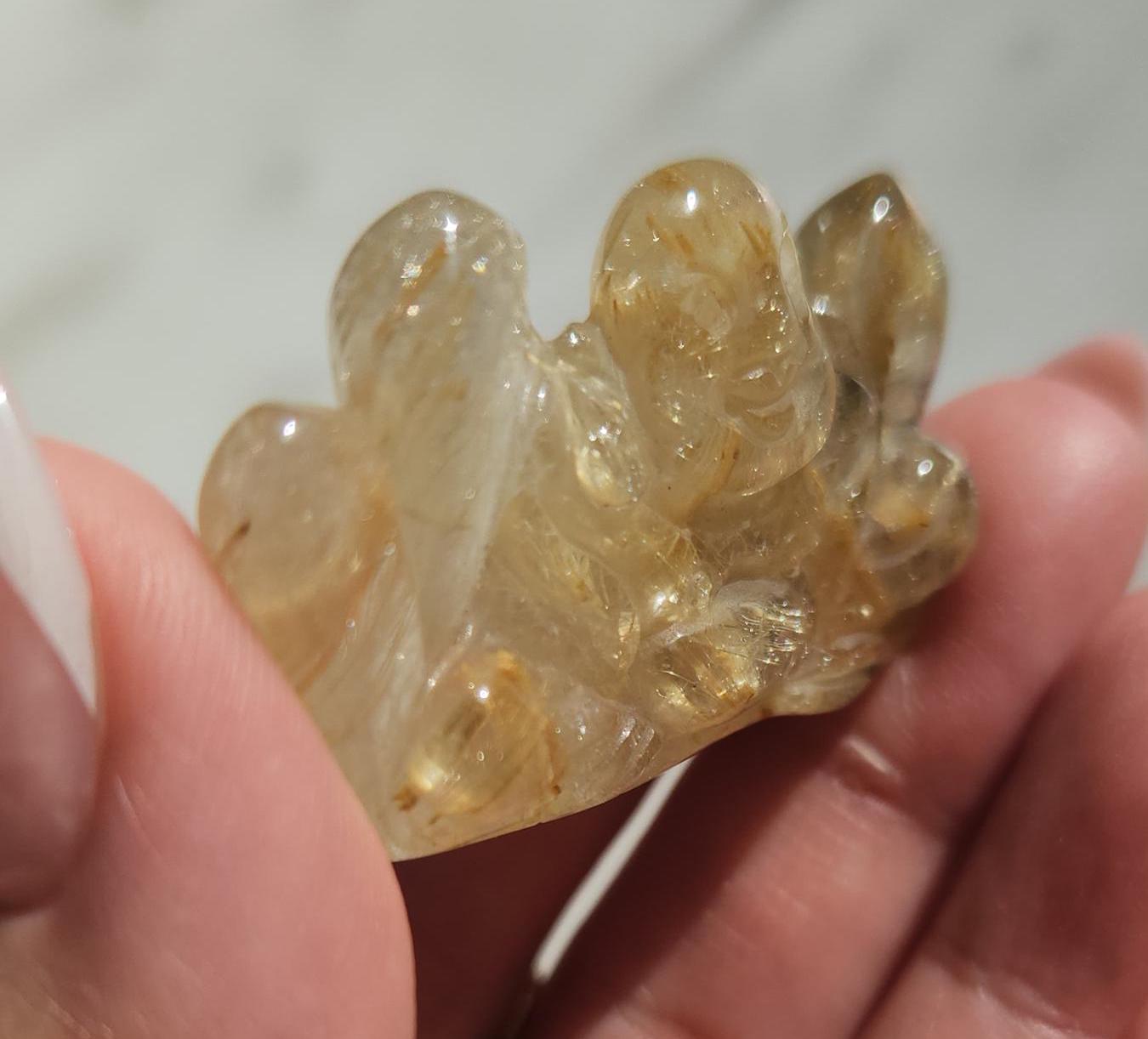 High quality hand carved buddha, laughing buddha, golden rutile