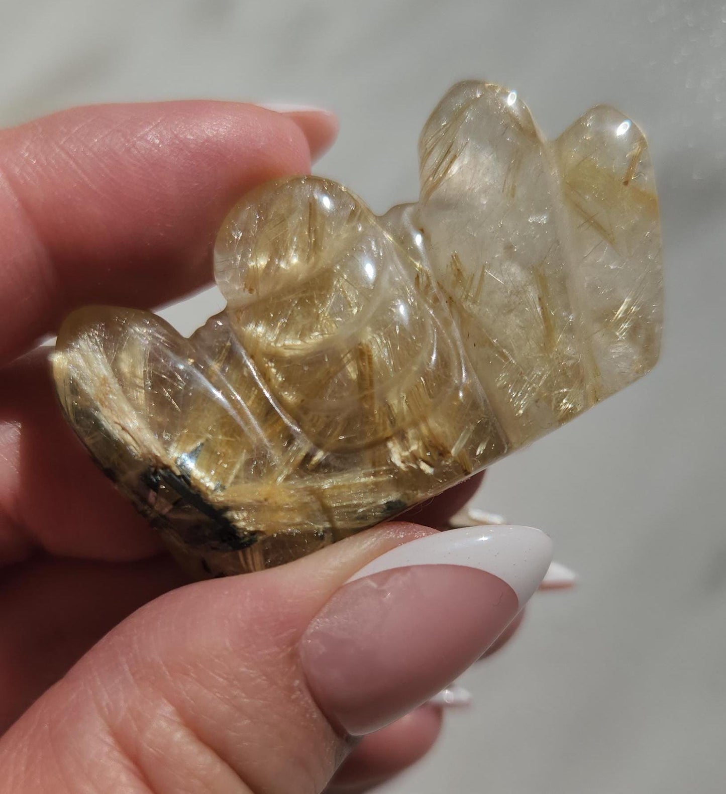 High quality hand carved buddha, laughing buddha, golden rutile