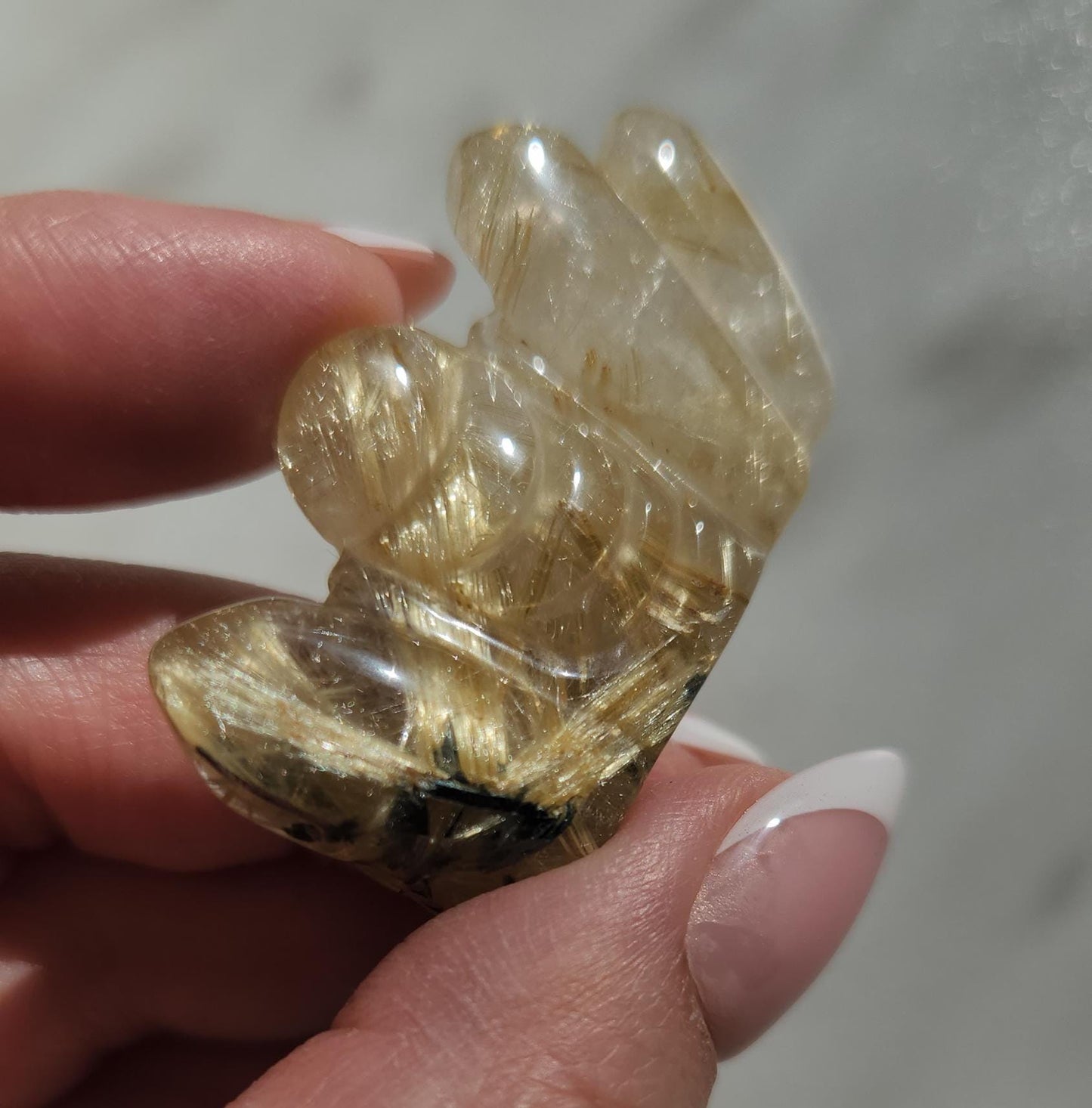 High quality hand carved buddha, laughing buddha, golden rutile