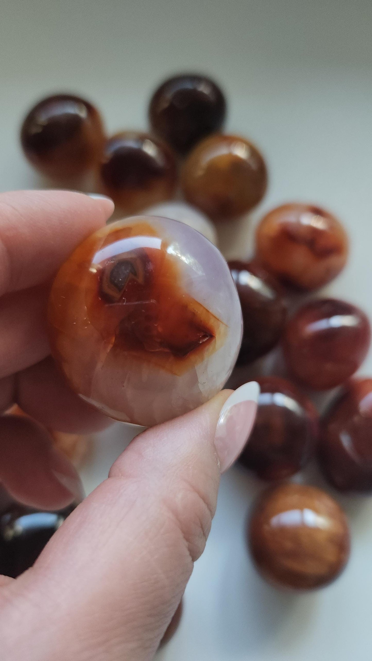 Beautiful carnelian palms, small palm stones