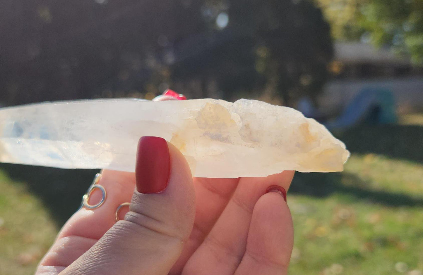 Amazing rare mango quartz, cigar point with smoke from Columbia, self healed