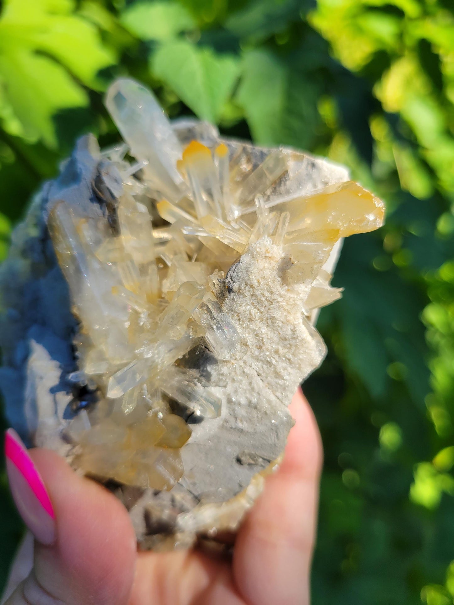 Rare mango quartz cluster from Columbia, beautiful flower formations