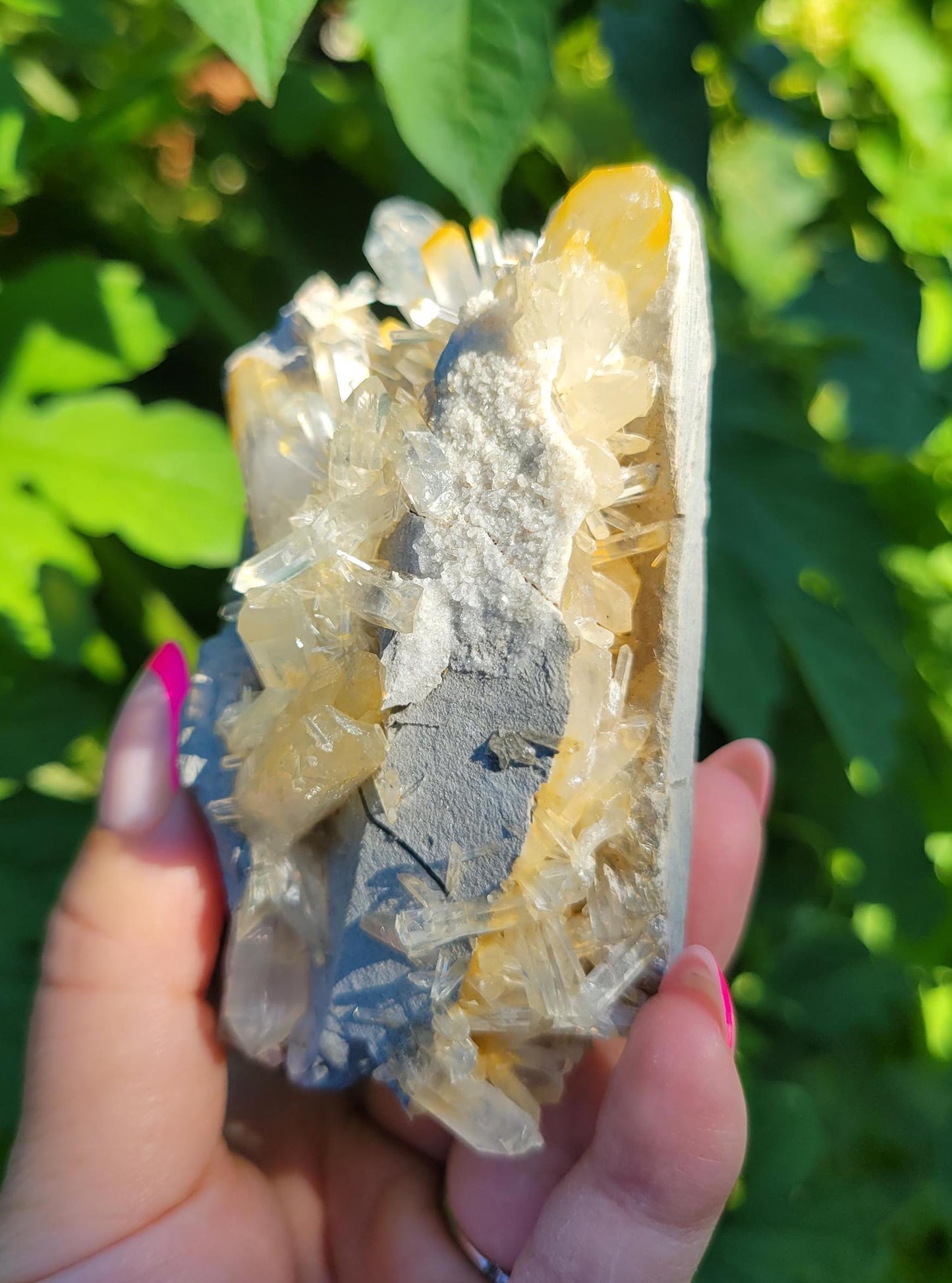 Rare mango quartz cluster from Columbia, beautiful flower formations
