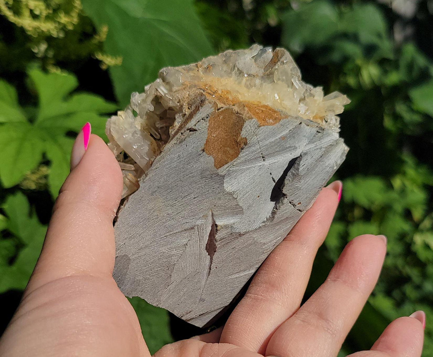 Rare mango quartz cluster from Columbia, beautiful flower formations