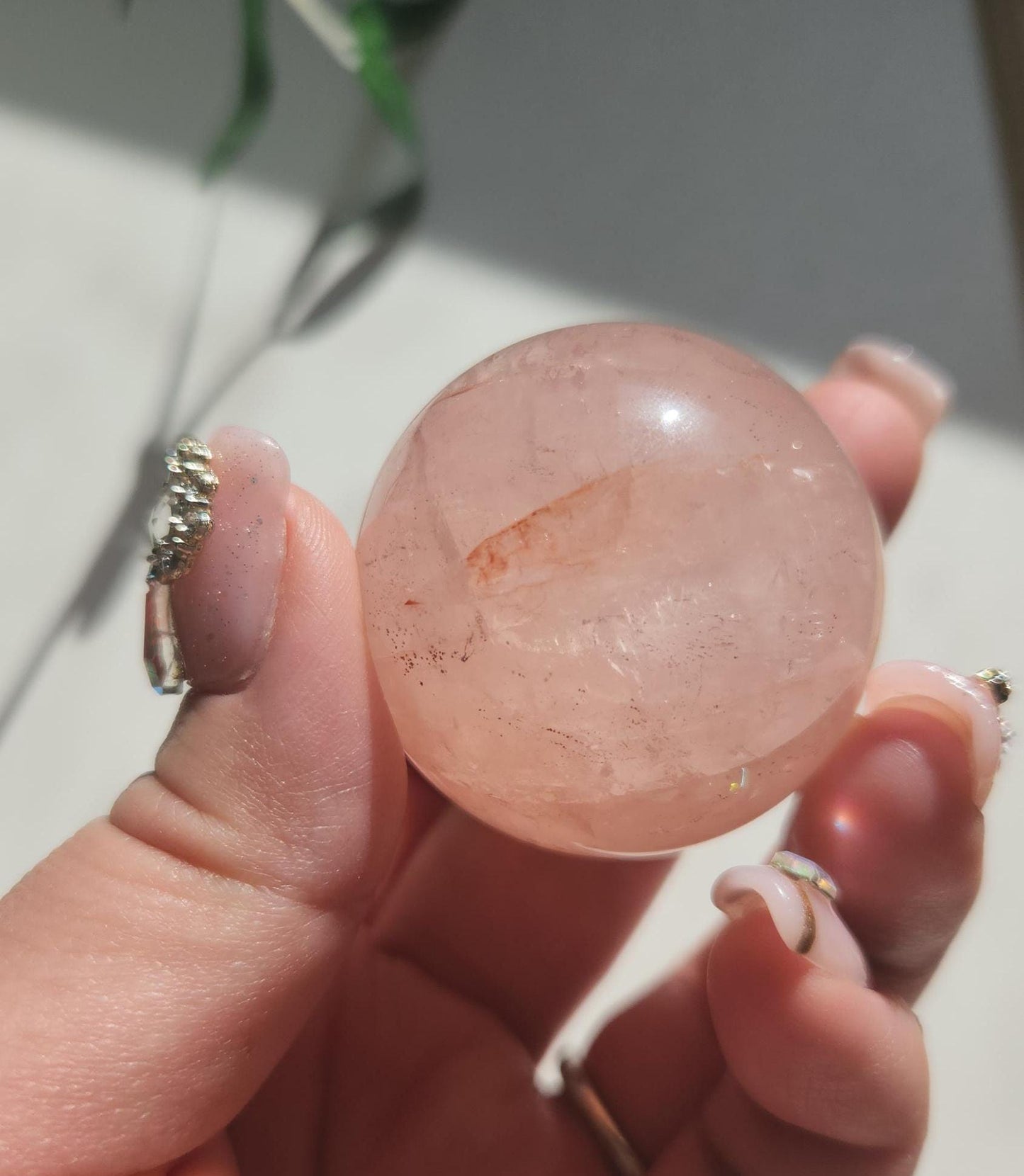 Rose quartz with fire quartz inclusions