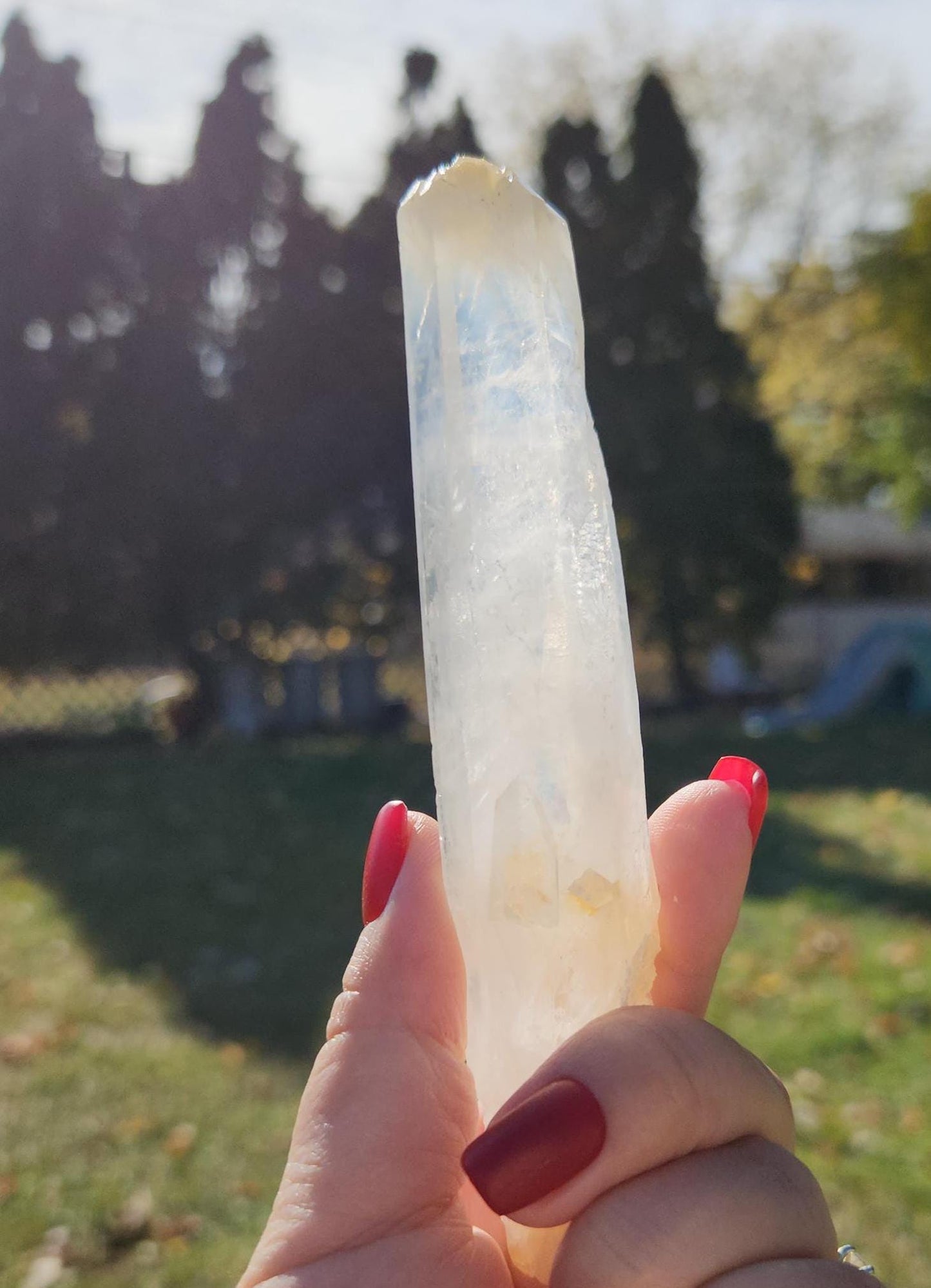 Amazing rare mango quartz, cigar point with smoke from Columbia, self healed