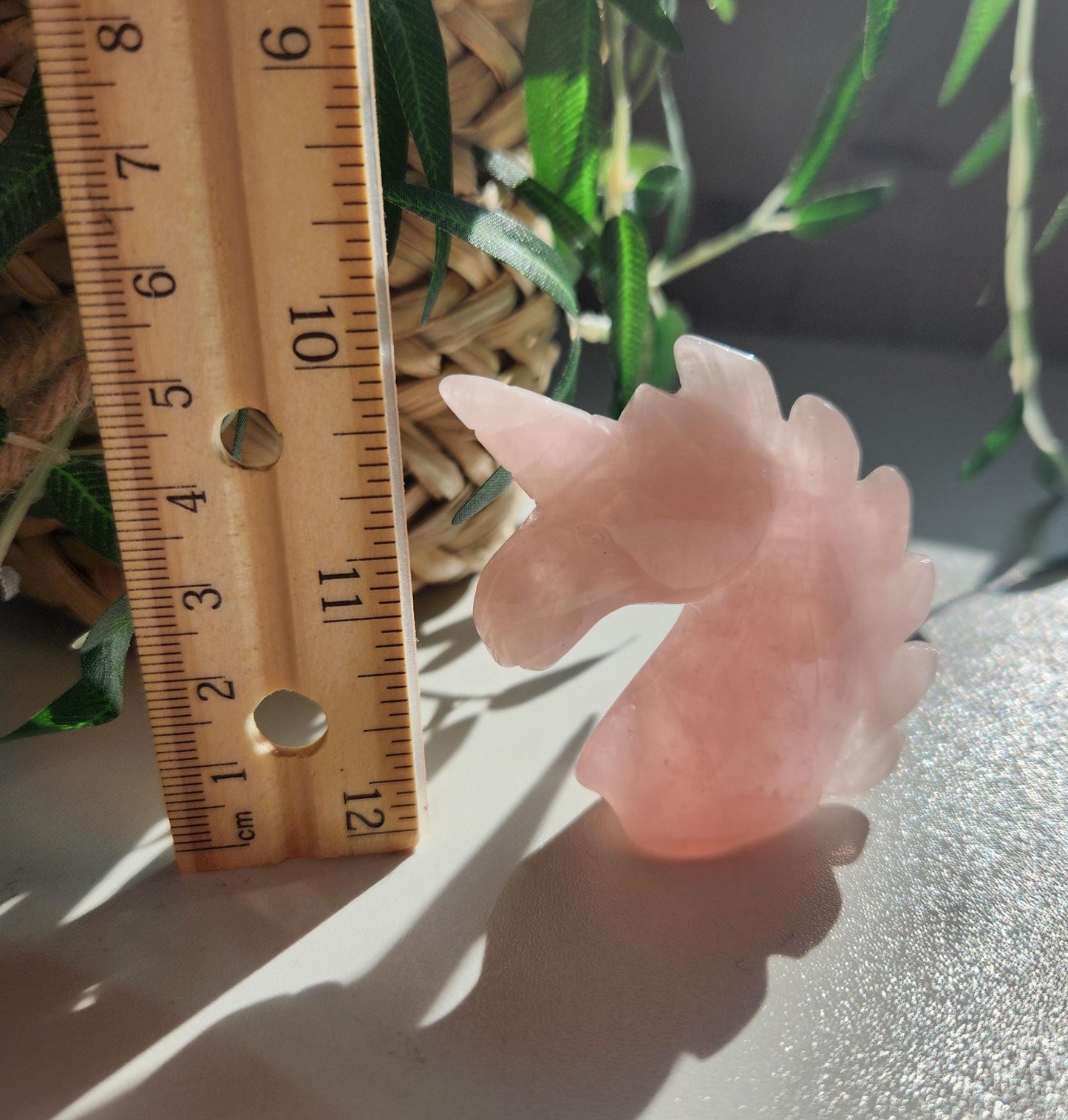Rose quartz unicorn head