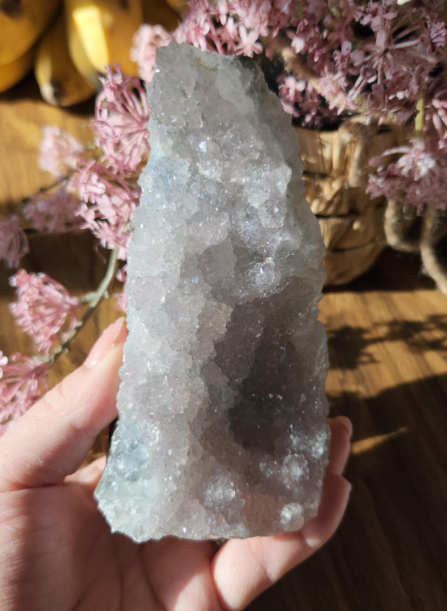 Pretty light lavender amethyst, double crystallization, sugar shine, raw cutbase, natural, from Brazil