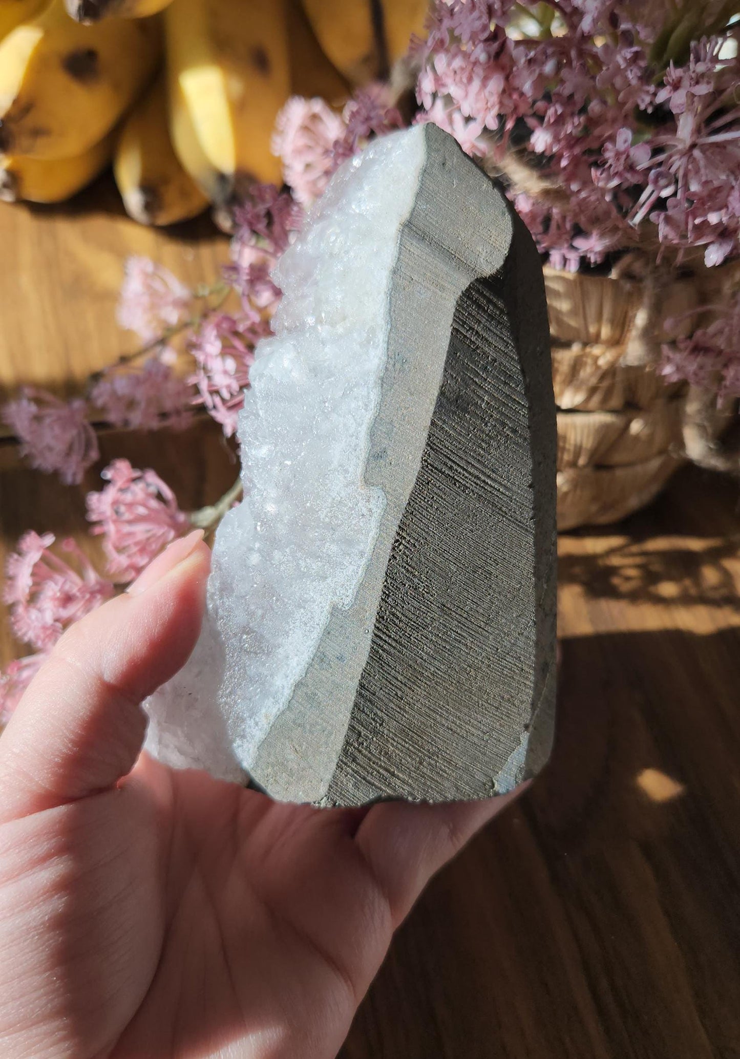 Pretty light lavender amethyst, double crystallization, sugar shine, raw cutbase, natural, from Brazil