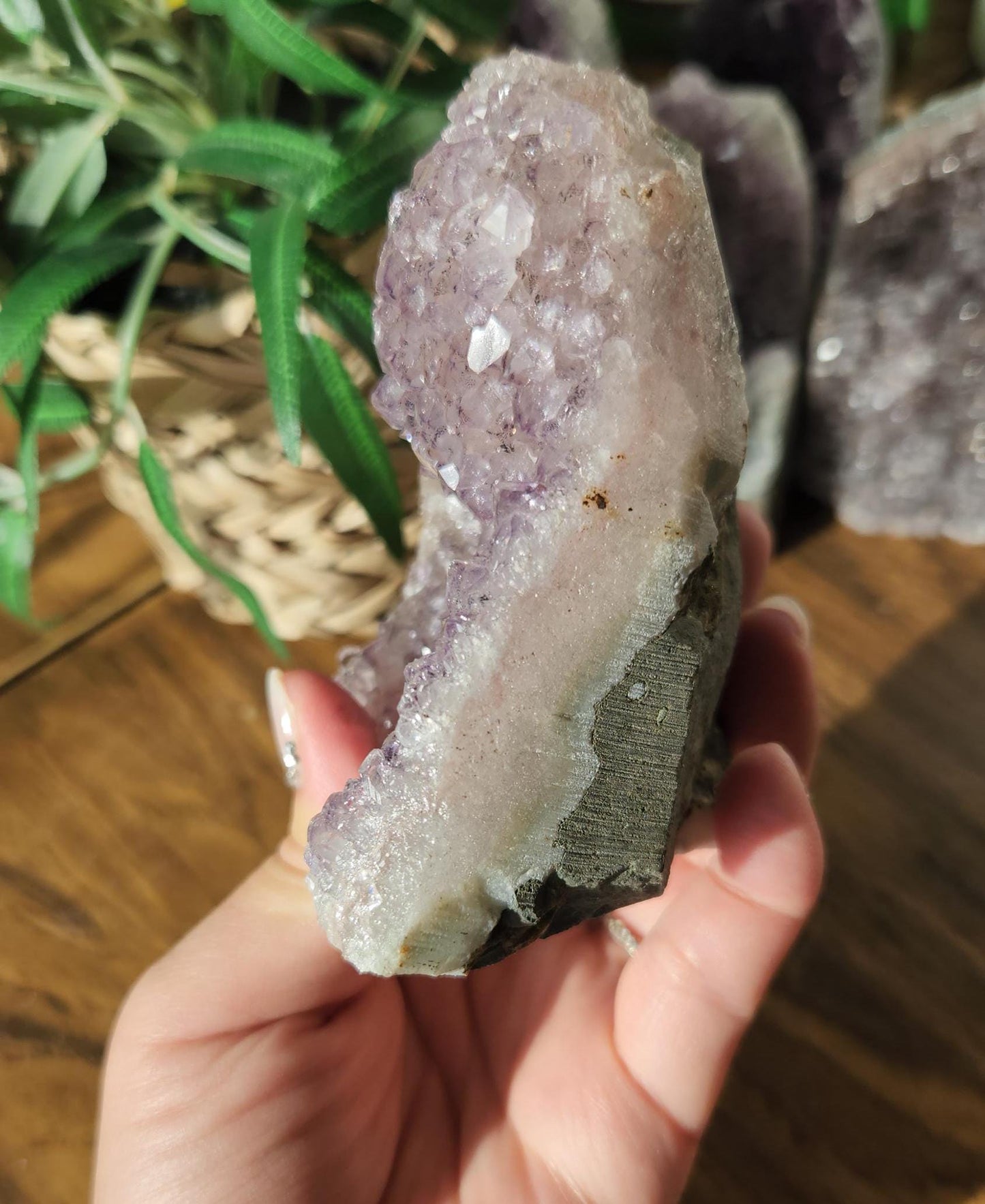Amazing light purple amethyst, raw cutbase, natural, from Brazil
