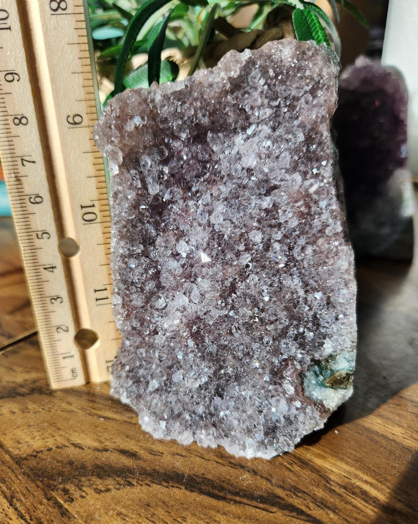 Pretty purple amethyst with small sparkly points, raw cutbase, natural, from Brazil