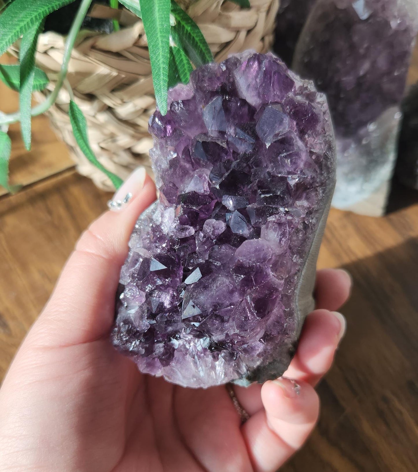 Stunning dark purple amethyst raw cutbase, natural, from Brazil