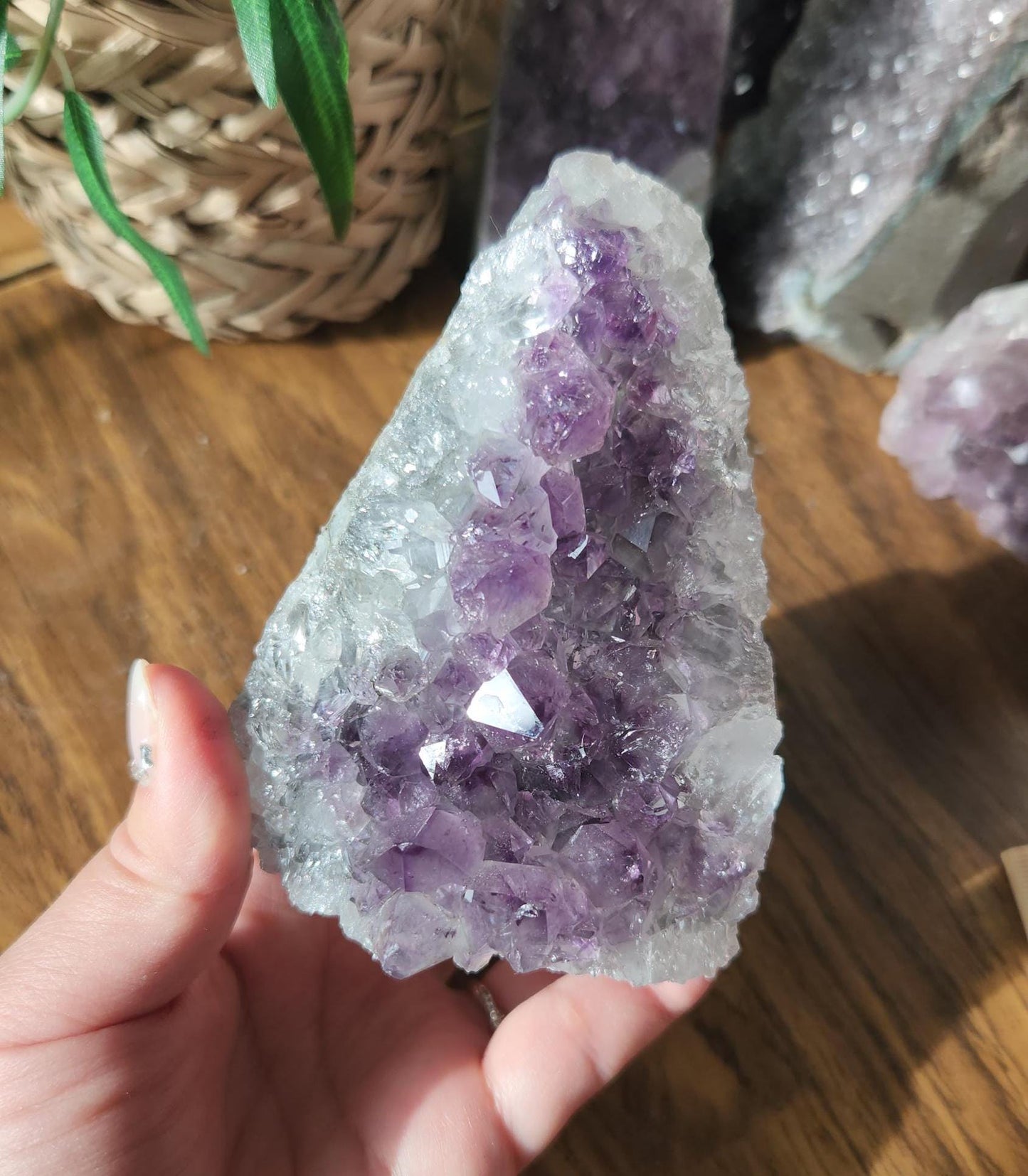 Beautiful dark purple amethyst raw cutbase, natural amethyst cluster, from Brazil