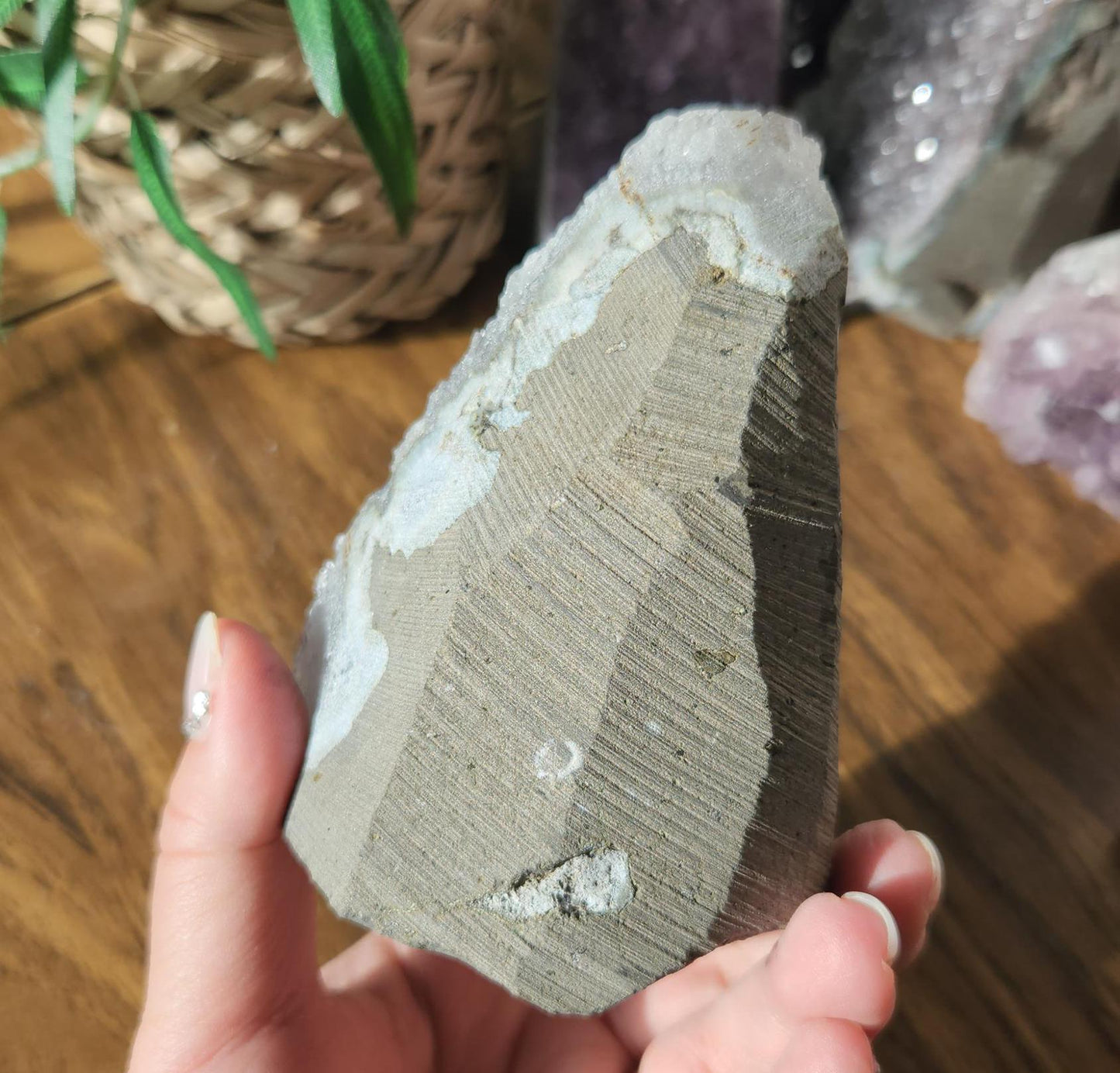 Beautiful dark purple amethyst raw cutbase, natural amethyst cluster, from Brazil