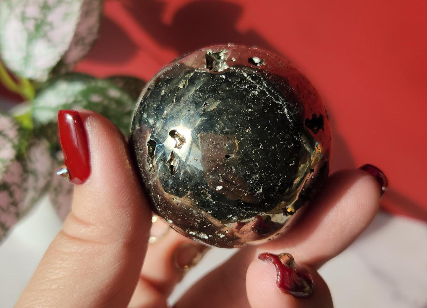 High quality druzy pyrite sphere from Peru, druzy with cubic formations