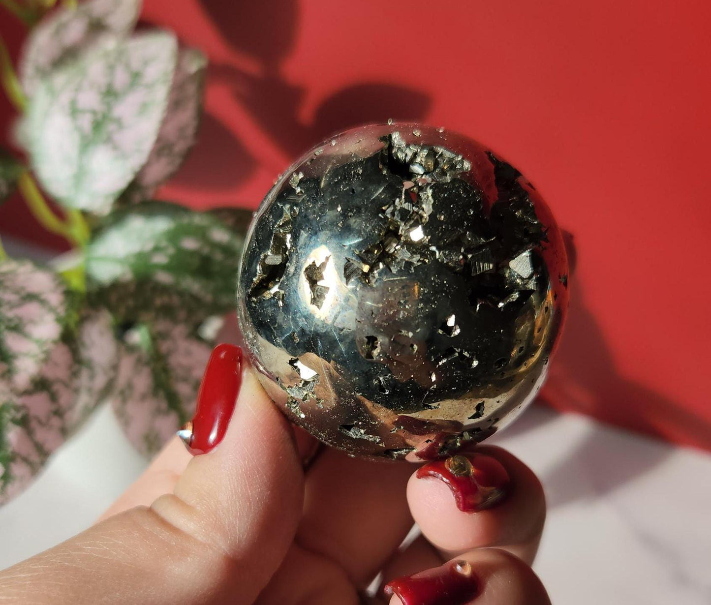 High quality druzy pyrite sphere from Peru, druzy with cubic formations