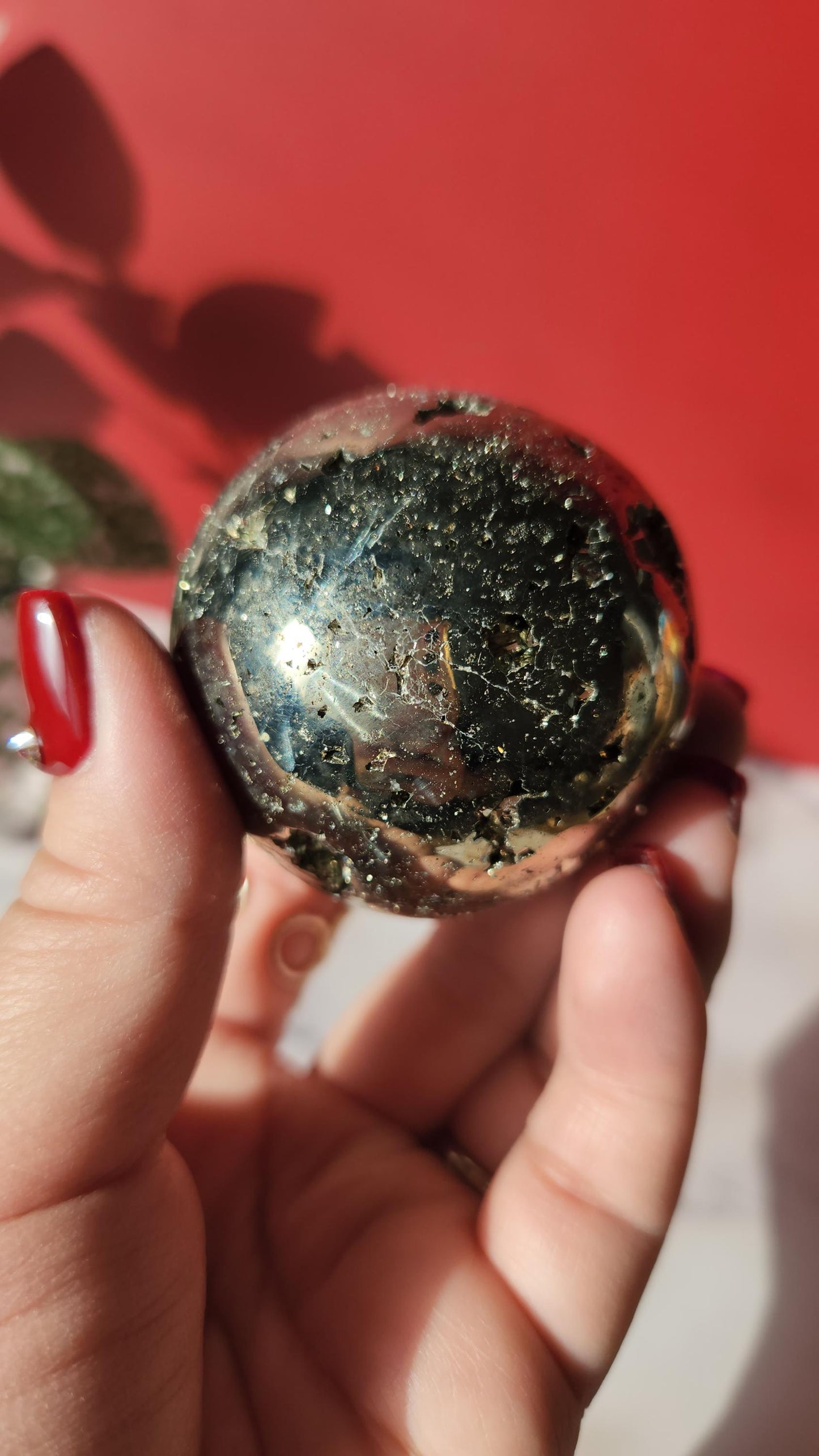High quality druzy pyrite sphere from Peru, druzy with cubic formations