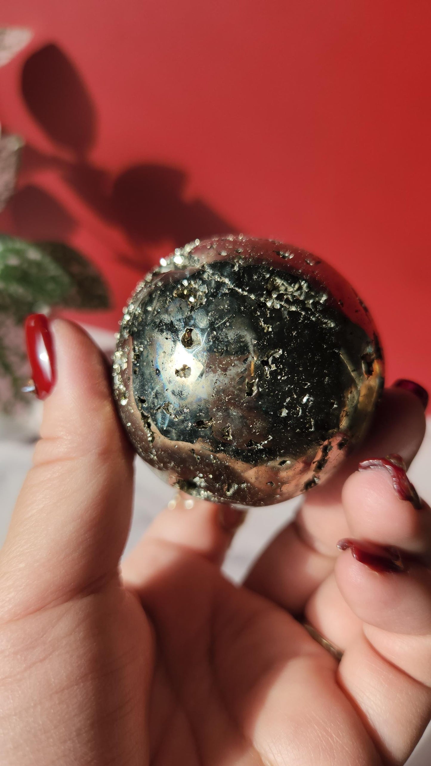 High quality druzy pyrite sphere from Peru, druzy with cubic formations