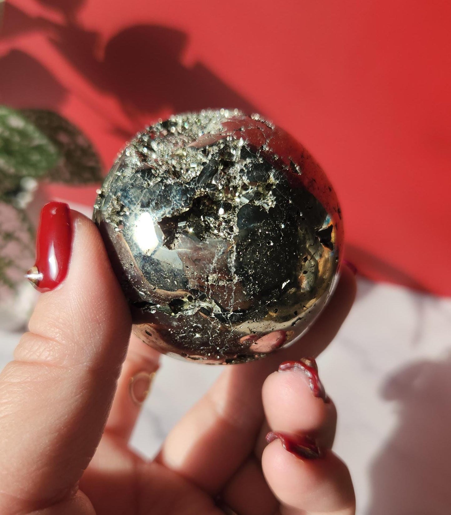 High quality druzy pyrite sphere from Peru, druzy with cubic formations