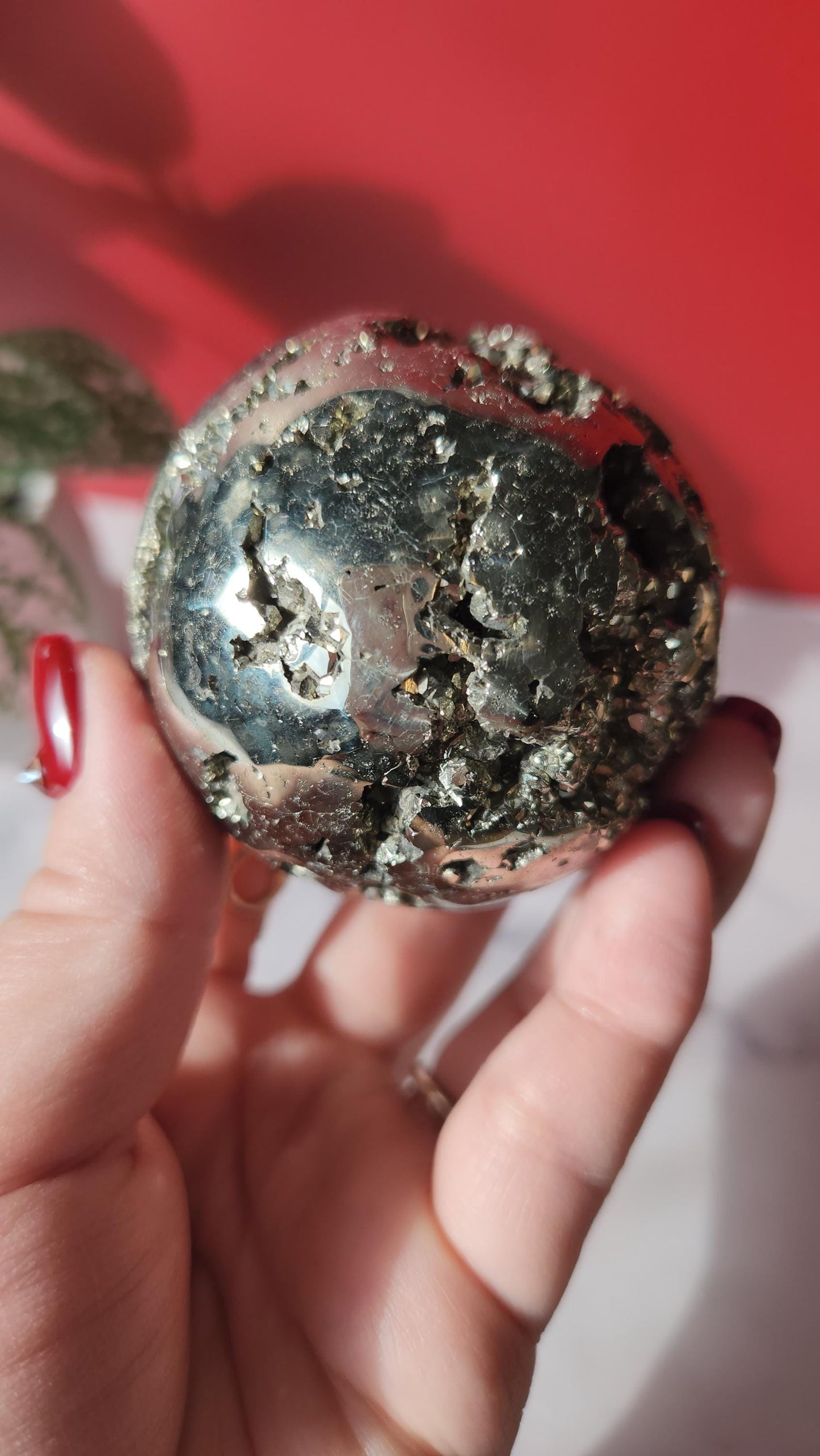 Beautiful high quality druzy pyrite sphere from Peru, druzy with cubic formations