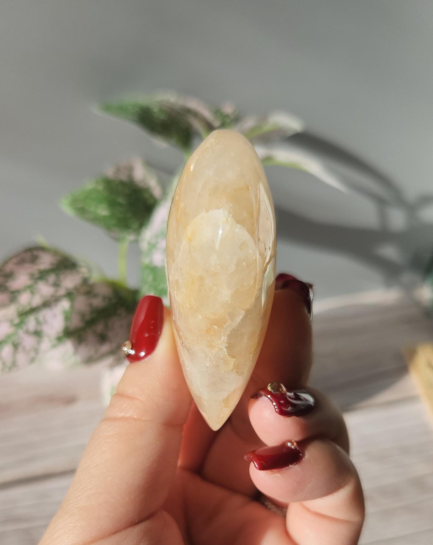 Pretty golden healer heart with quartz from Brazil, natural, hematite inclusions