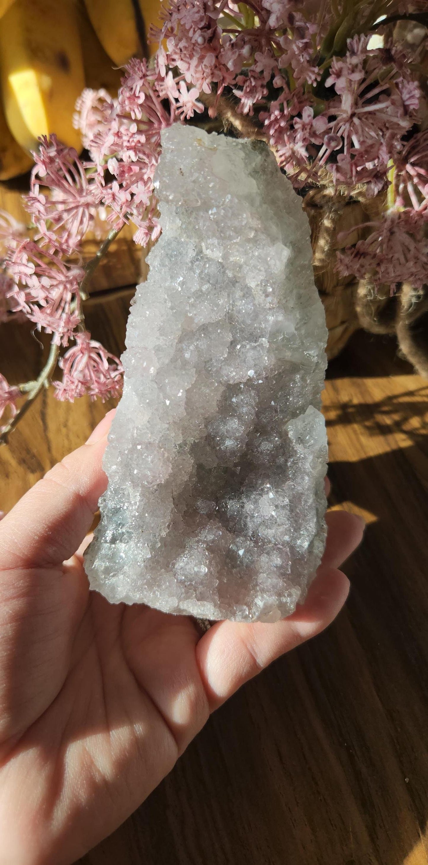 Pretty light lavender amethyst, double crystallization, sugar shine, raw cutbase, natural, from Brazil
