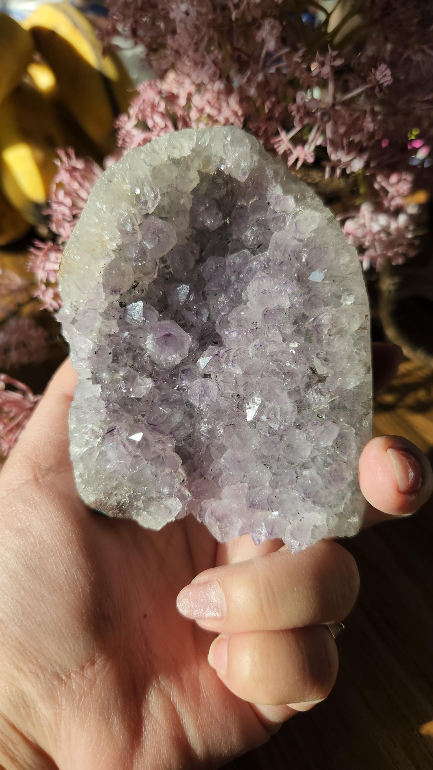 Beautiful light purple/lavender amethyst, raw cutbase, natural, from Brazil