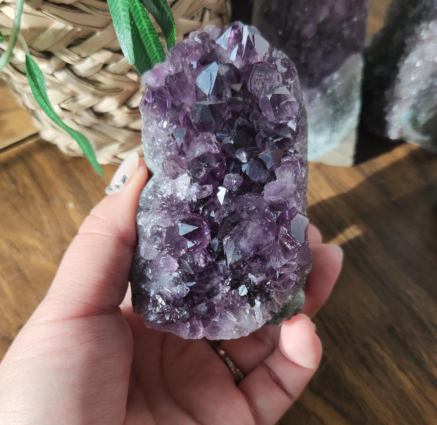 Stunning dark purple amethyst raw cutbase, natural, from Brazil