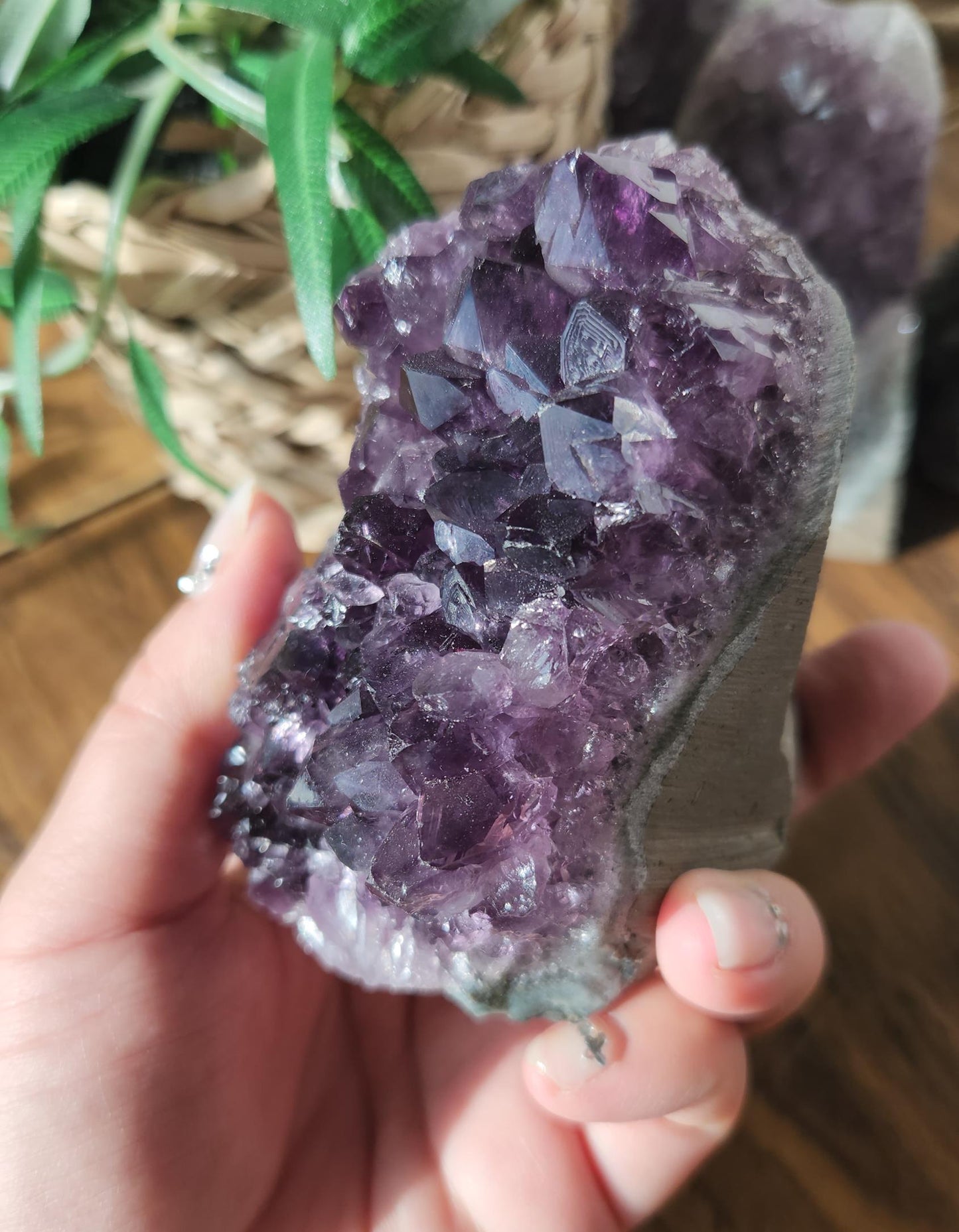 Stunning dark purple amethyst raw cutbase, natural, from Brazil