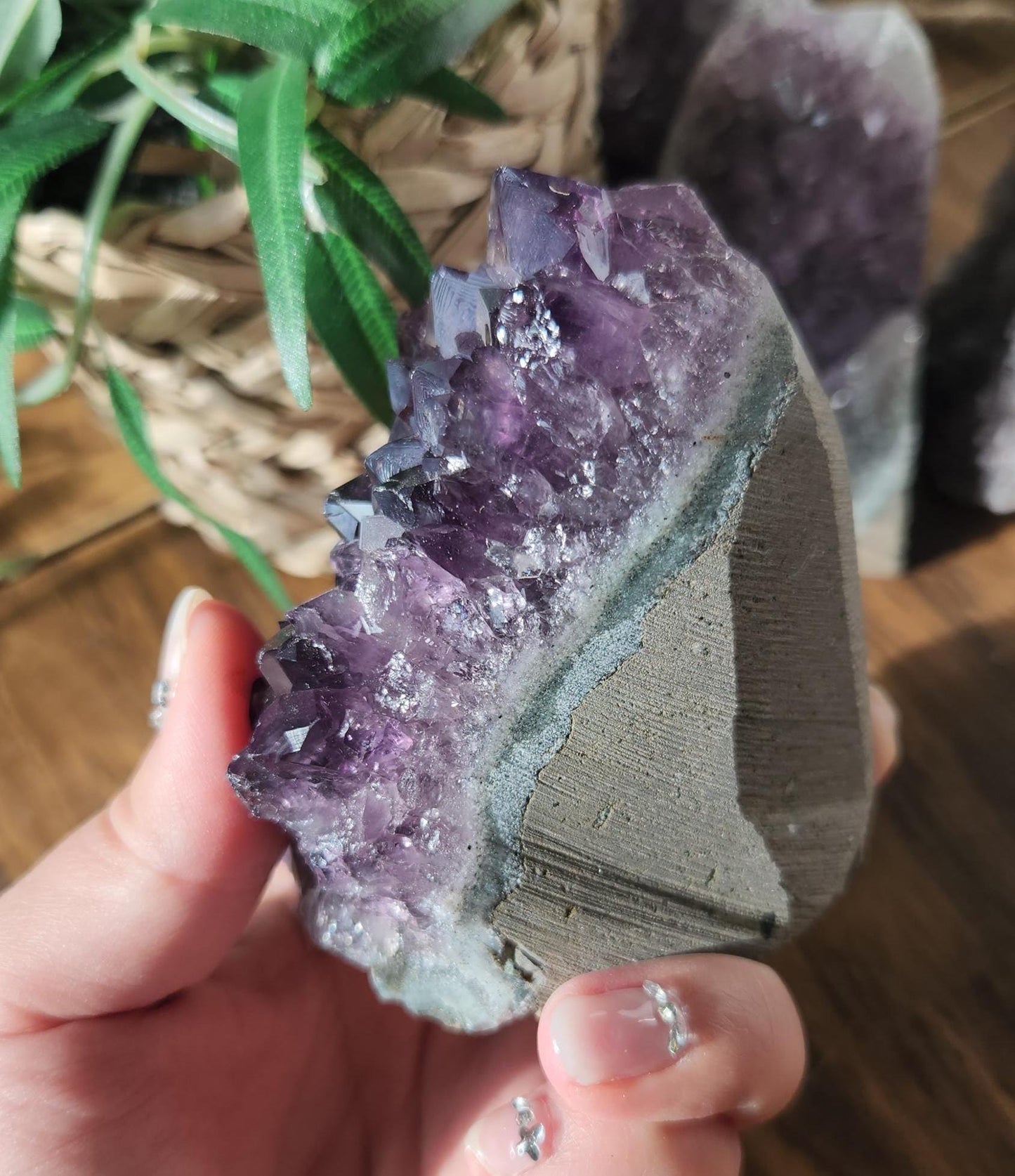 Stunning dark purple amethyst raw cutbase, natural, from Brazil