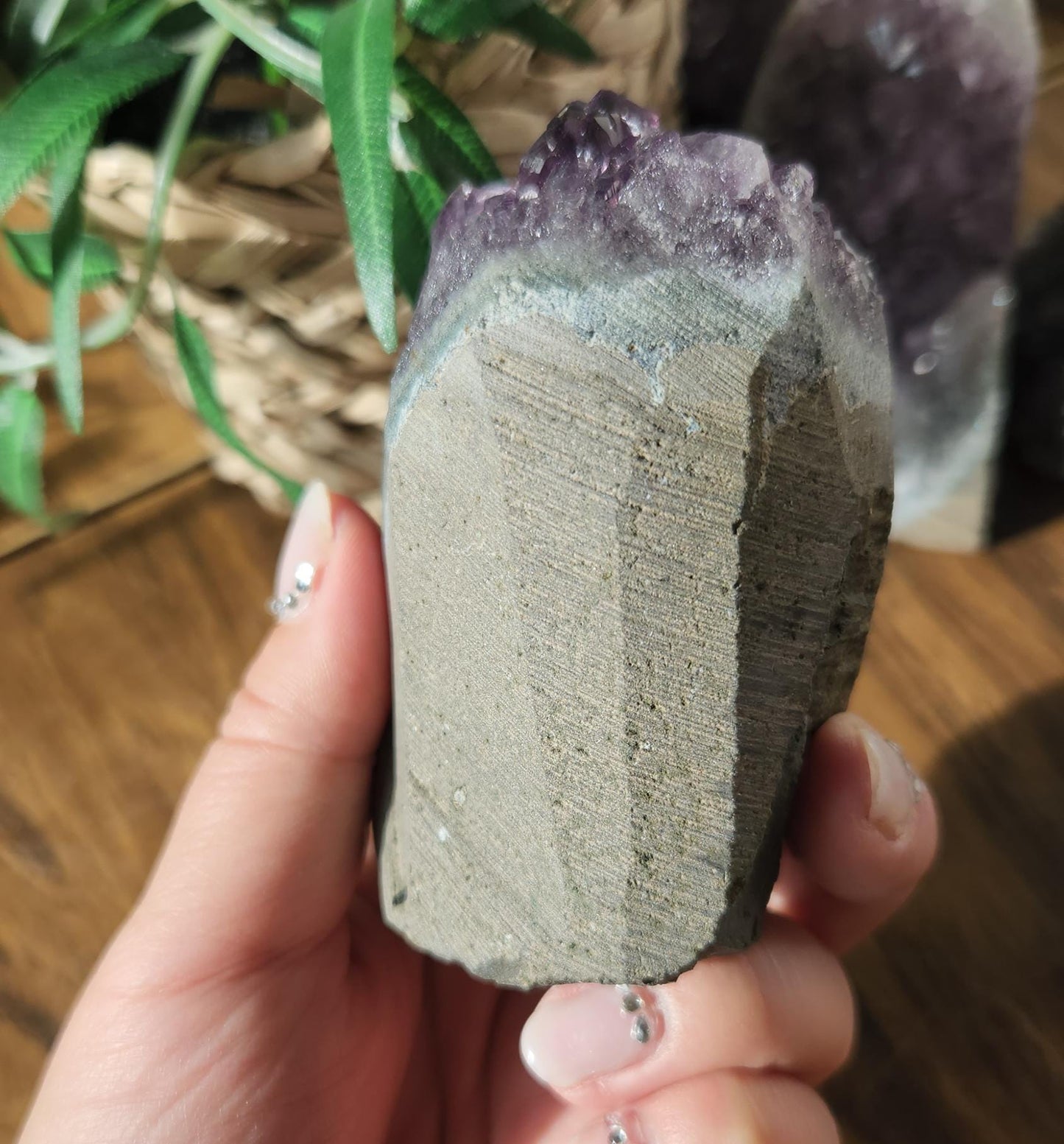 Stunning dark purple amethyst raw cutbase, natural, from Brazil