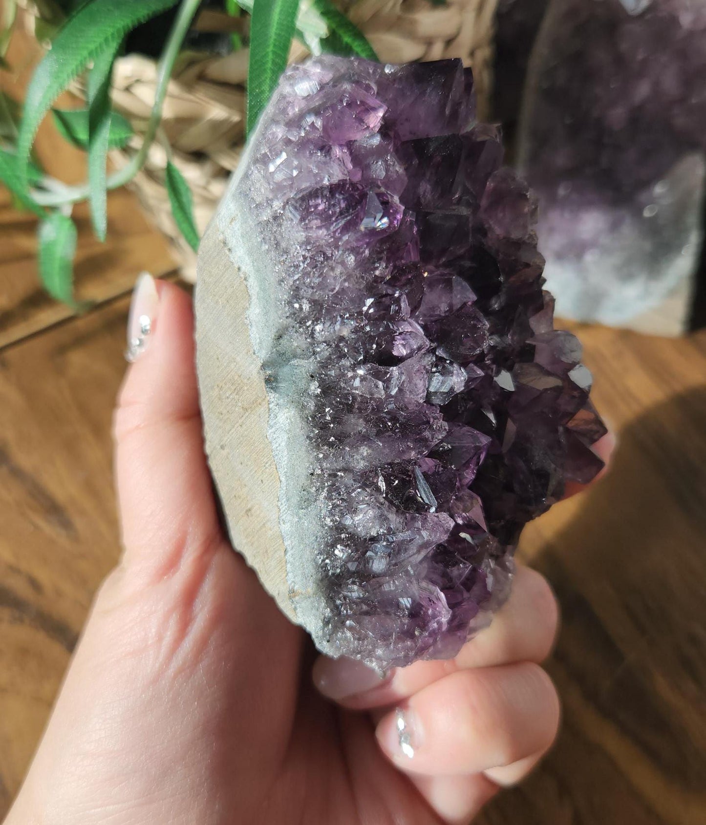 Stunning dark purple amethyst raw cutbase, natural, from Brazil