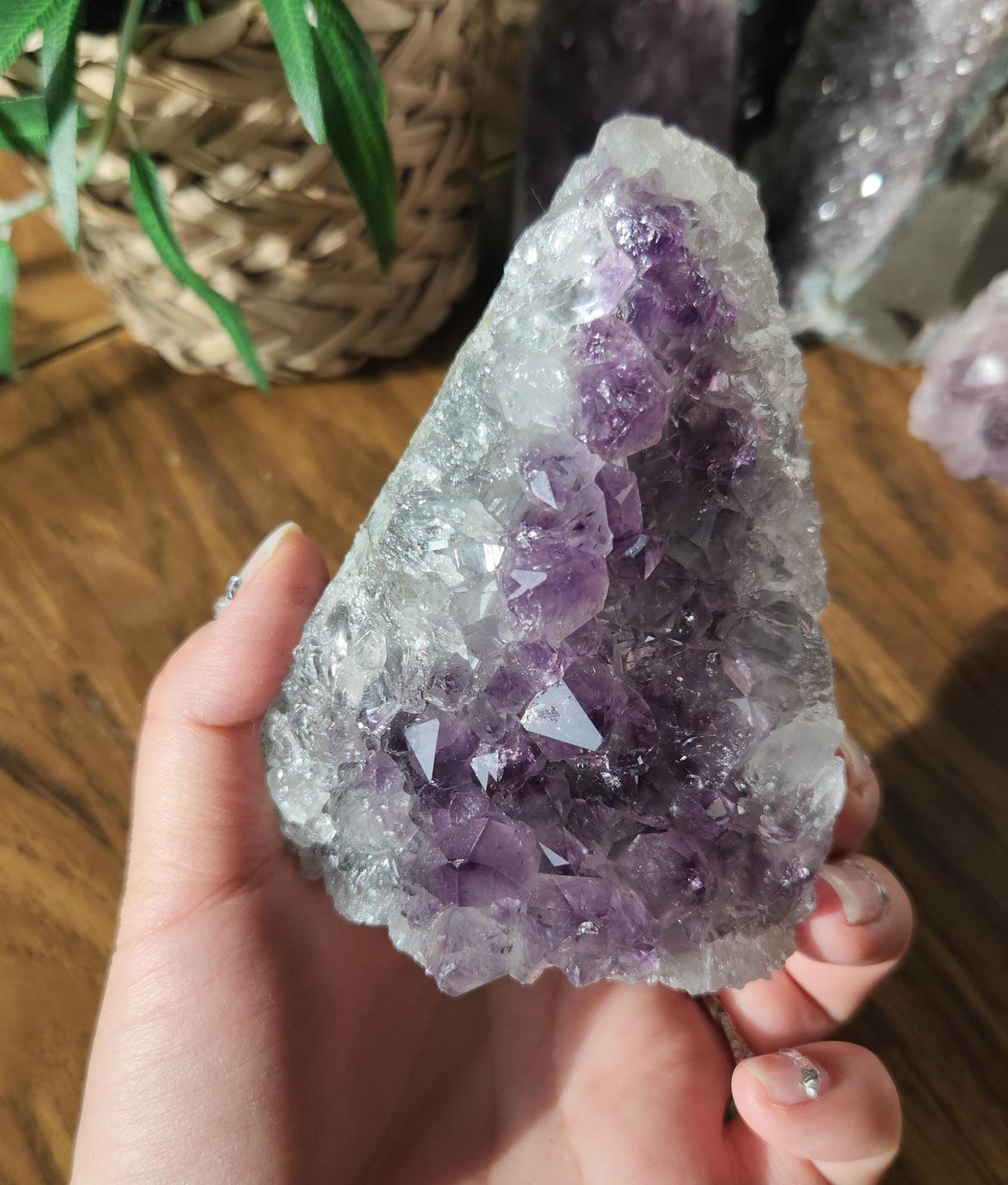 Beautiful dark purple amethyst raw cutbase, natural amethyst cluster, from Brazil