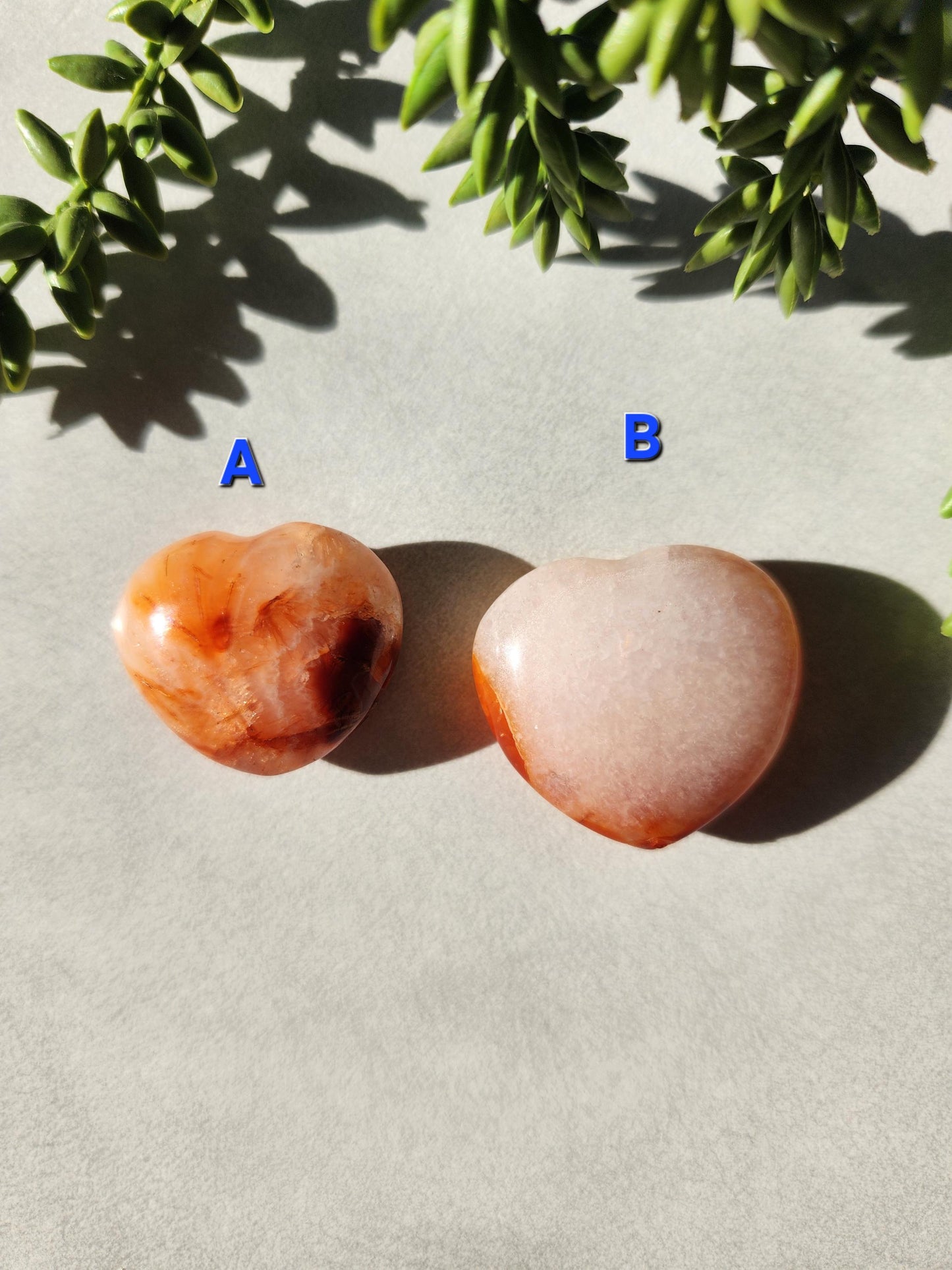 You pick - Beautiful carnelian heart carvings from Madagascar with pretty patterns and quartz, natural carnelian