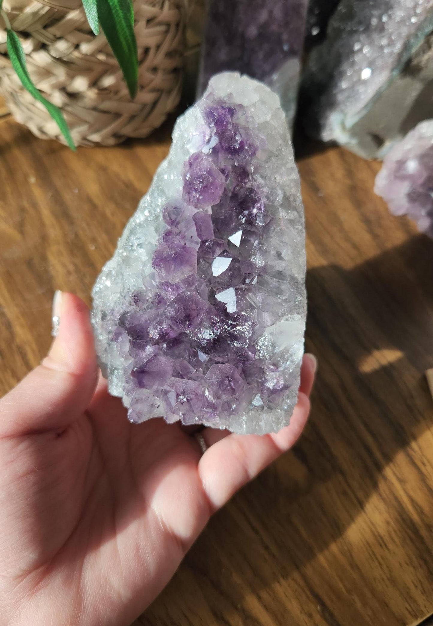 Beautiful dark purple amethyst raw cutbase, natural amethyst cluster, from Brazil