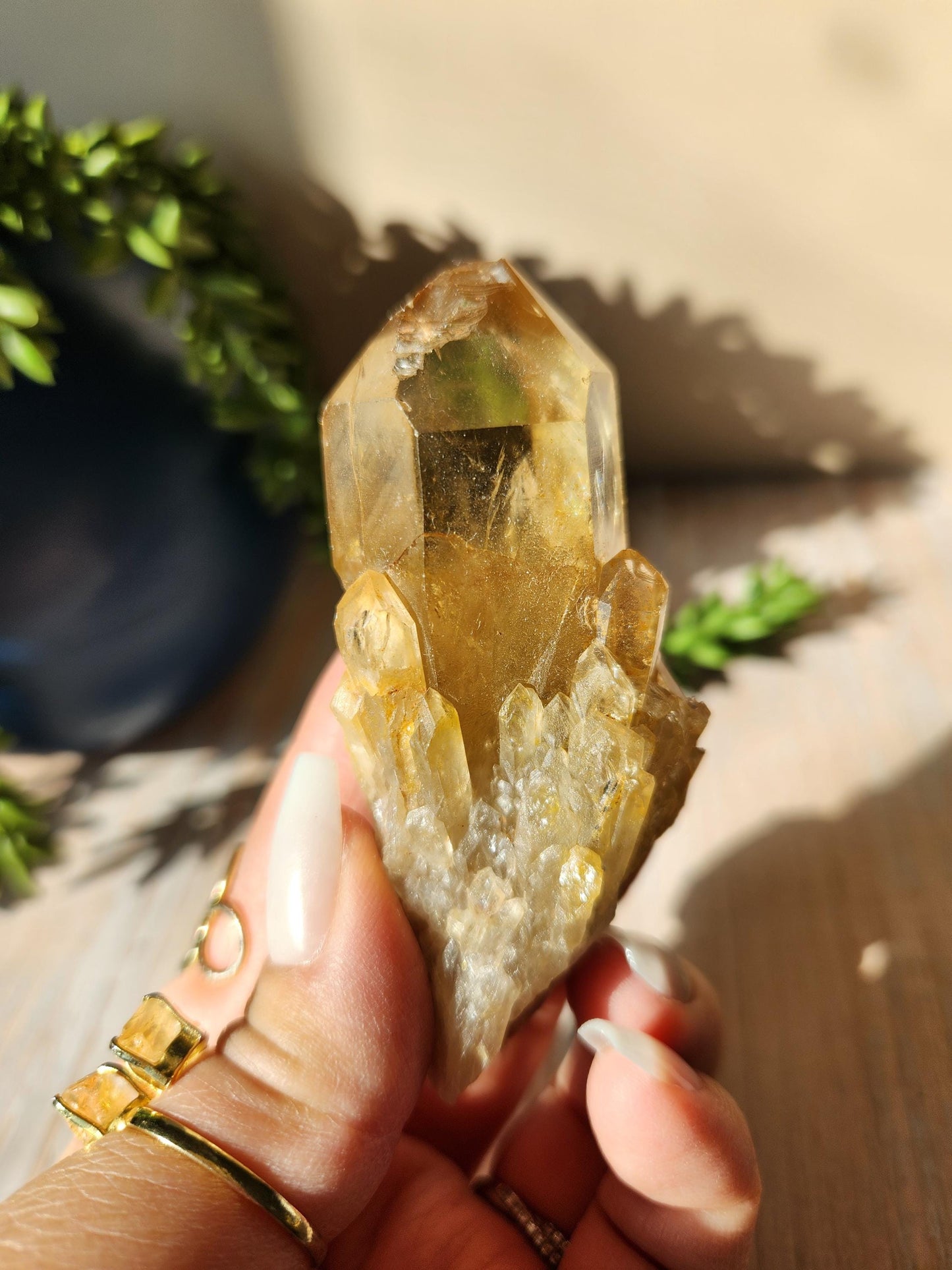 Beautiful natural kundalini citrine from the Congo, honey citrine with rainbows, genuine, untreated and not polished