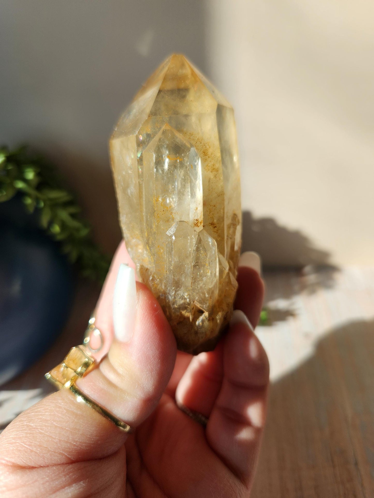 Natural kundalini citrine from the Congo, honey citrine with rainbows, genuine, untreated and not polished