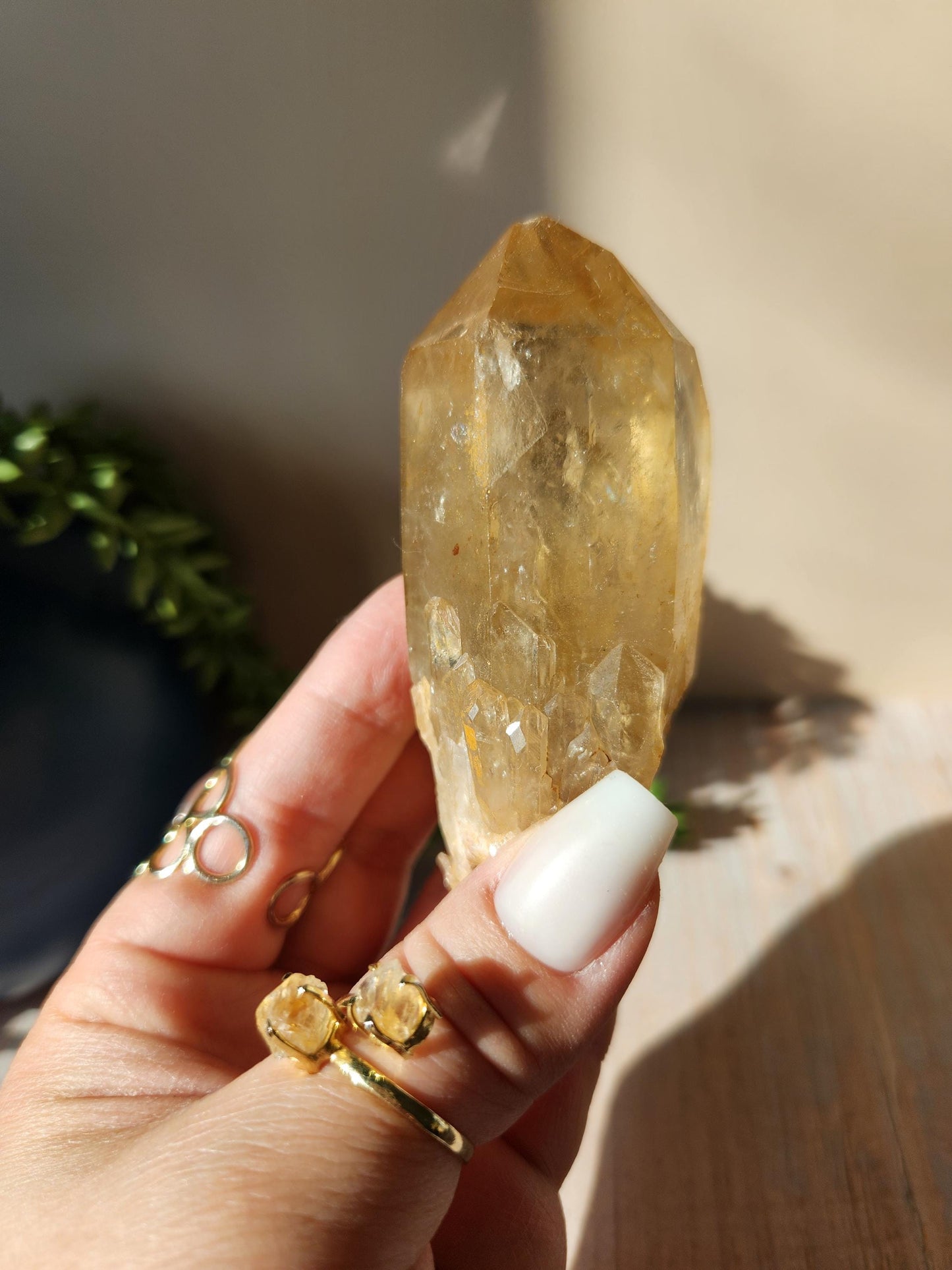 Natural kundalini citrine from the Congo, honey citrine with rainbows, genuine, untreated and not polished