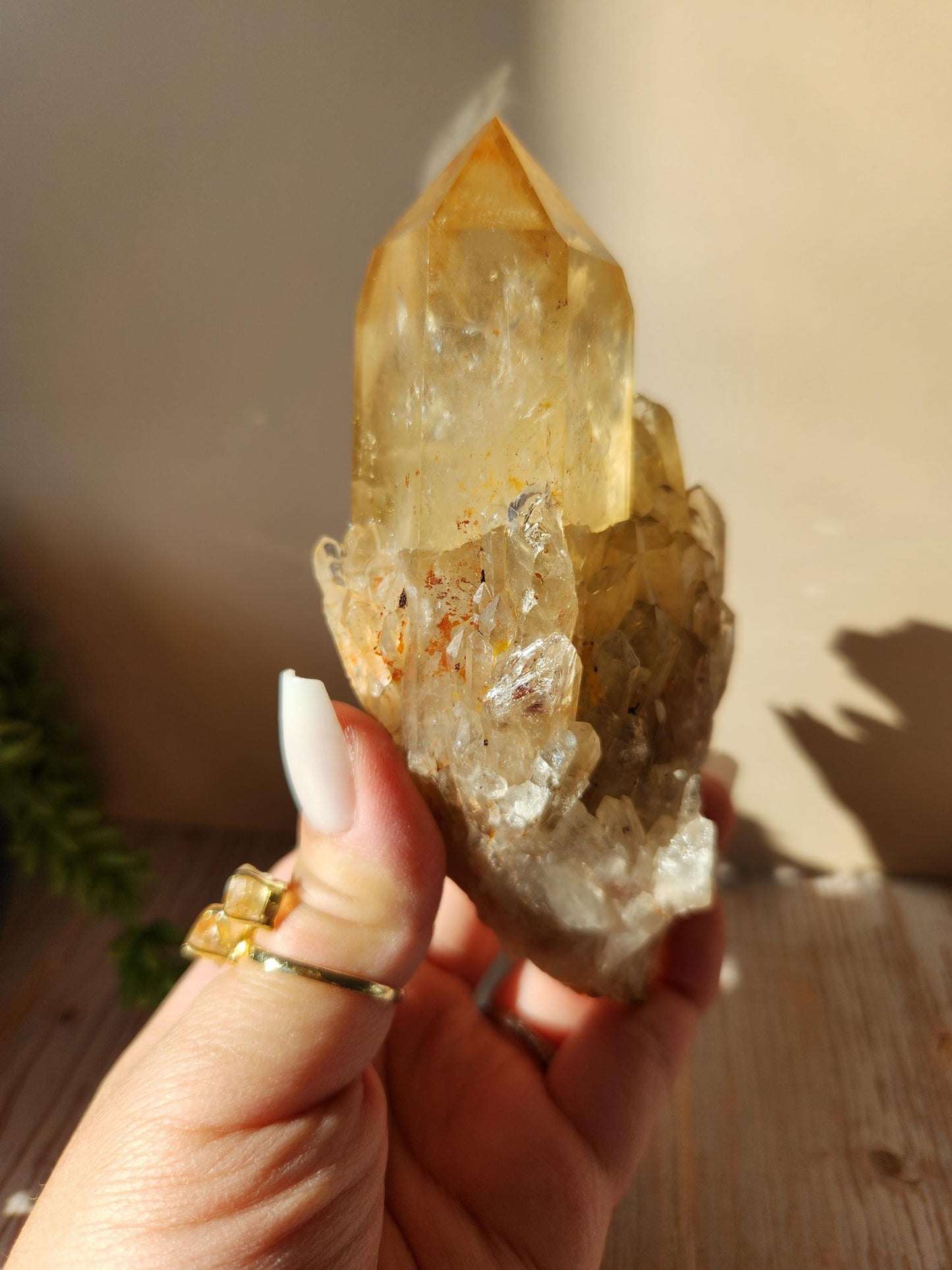 Natural kundalini citrine cluster from the Congo, honey citrine with rainbows, genuine, untreated and not polished