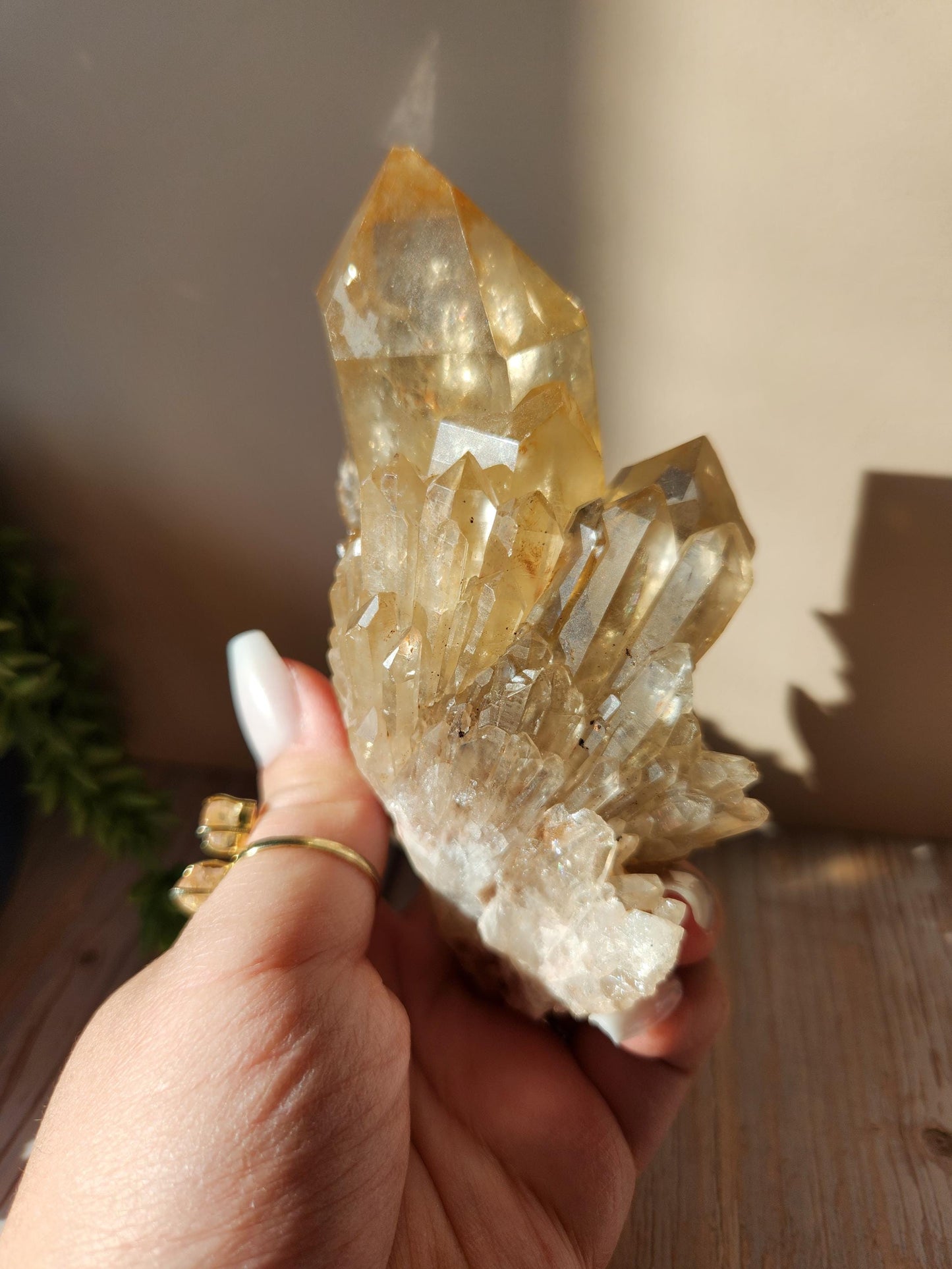 Natural kundalini citrine cluster from the Congo, honey citrine with rainbows, genuine, untreated and not polished