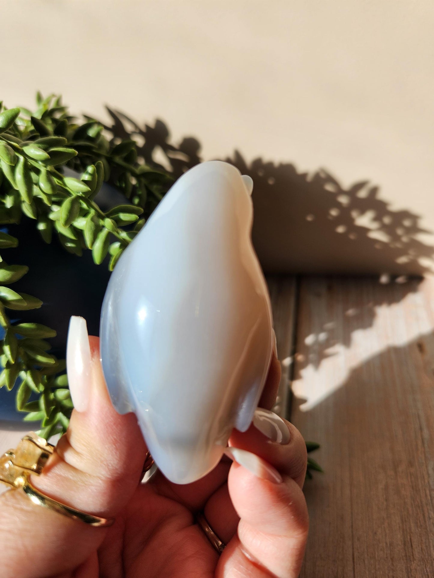 Adorable chubby penguin agate carving with sparkly druzy, natural agate