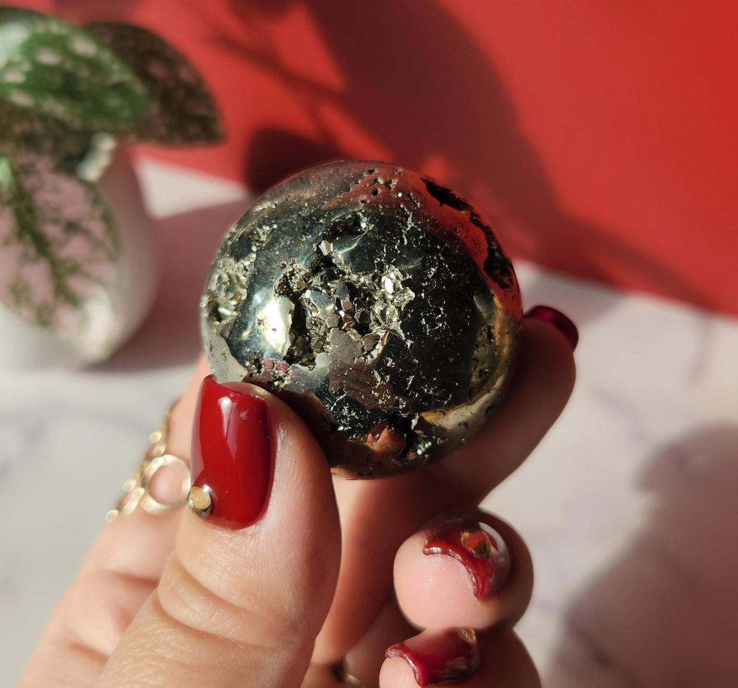 High quality druzy pyrite sphere from Peru, druzy with cubic formations