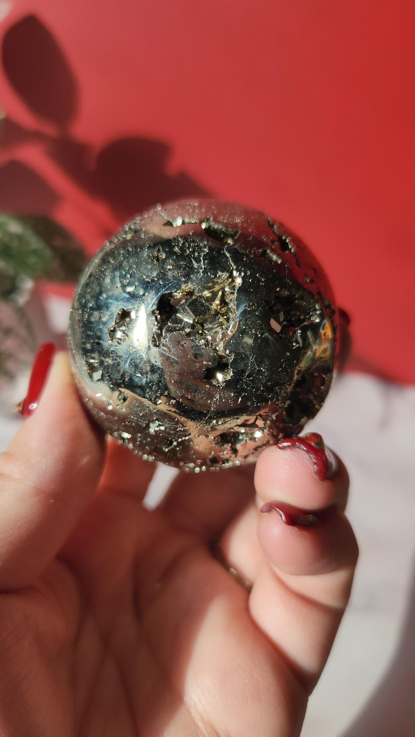 High quality druzy pyrite sphere from Peru, druzy with cubic formations