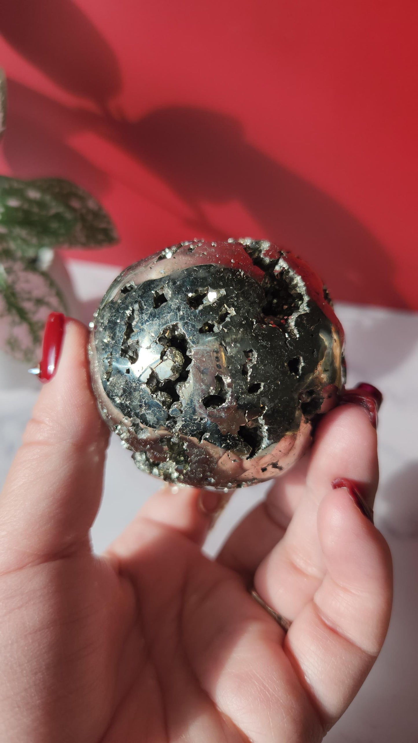Beautiful high quality druzy pyrite sphere from Peru, druzy with cubic formations
