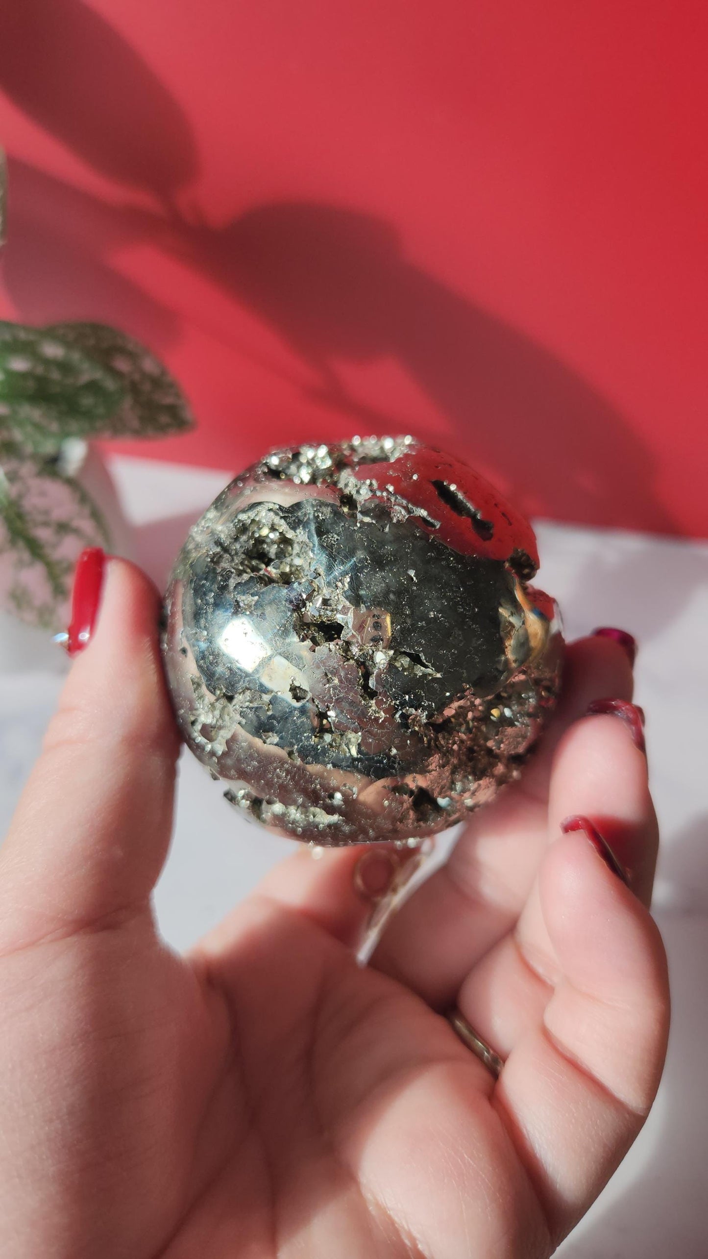 Beautiful high quality druzy pyrite sphere from Peru, druzy with cubic formations
